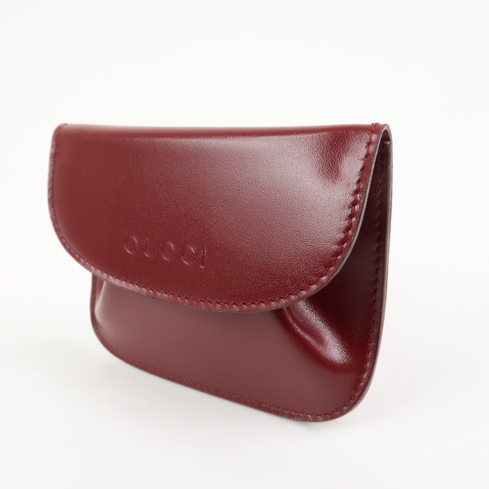 GUCCI Logo Leather Coin Case Coin Purse Red 030.2091