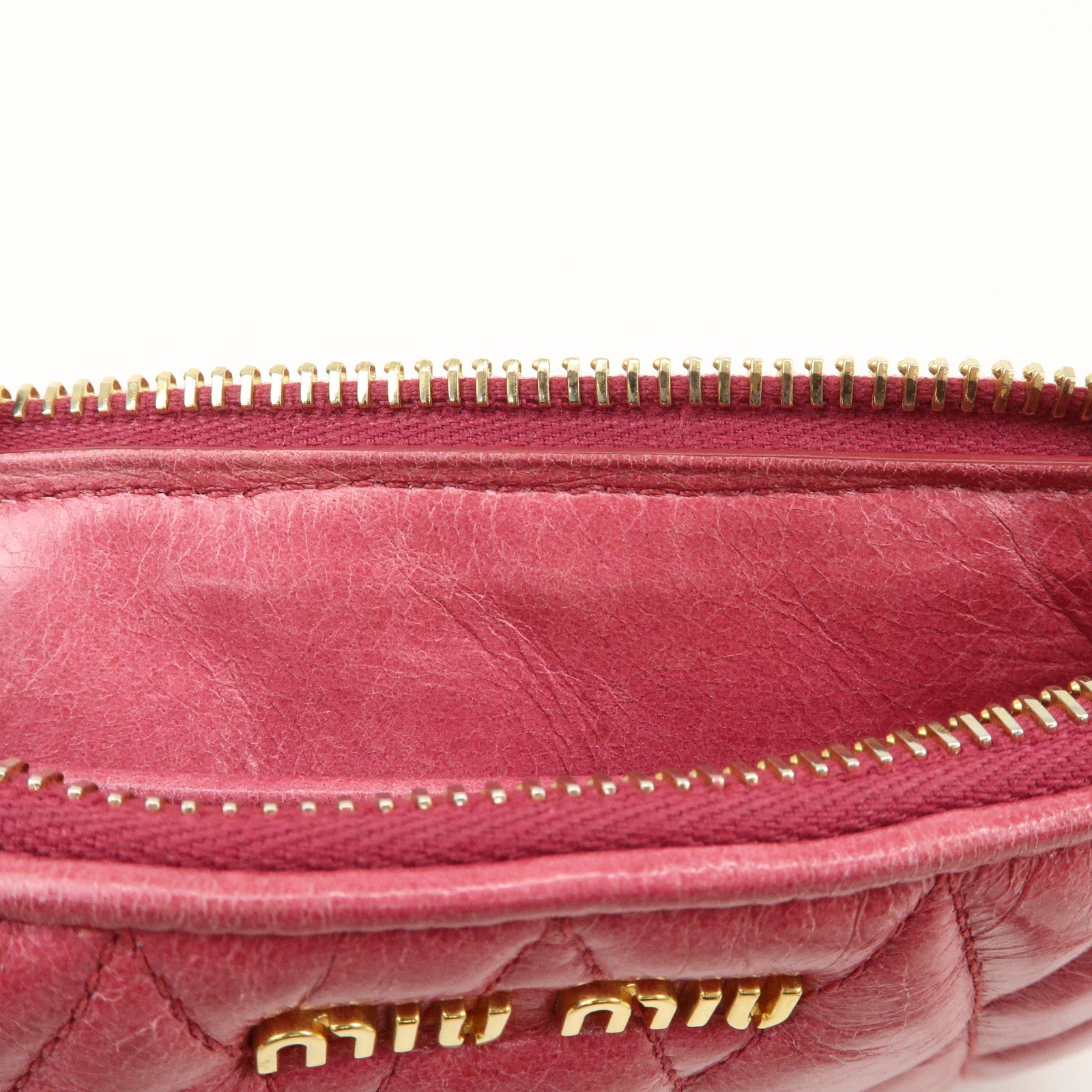 MIUMIU Leather 2Way Shoulder Crossbody Bag Clutch Bag Pink Used