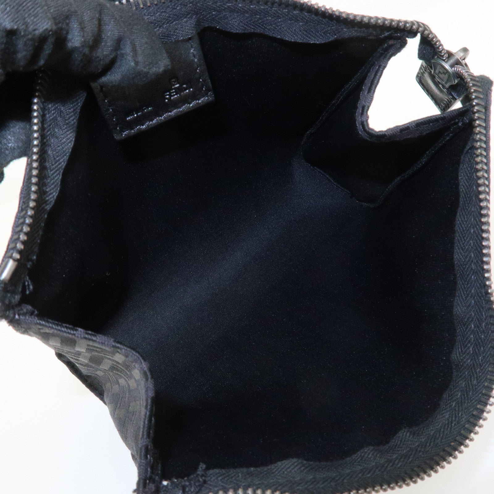 FENDI Zucchino Logo Canvas Cosmetic Pouch Black 7N0007