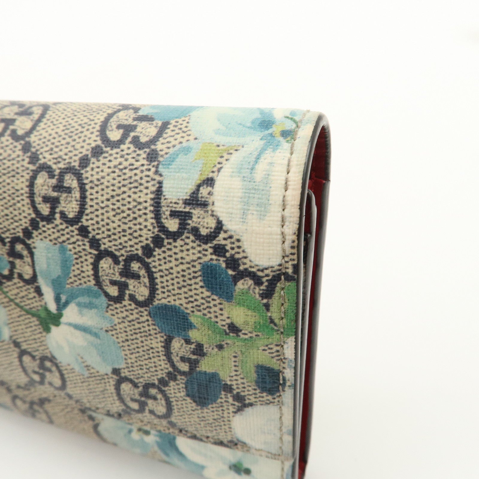 GUCCI GG Blooms GG Supreme Continental Wallet Beige Blue 404070