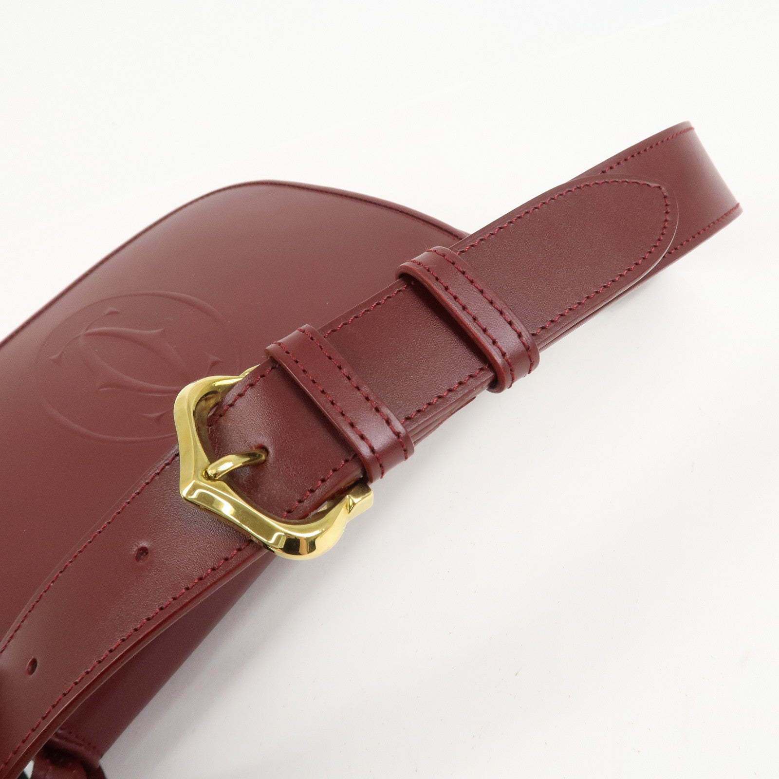 Cartier Must De Cartier Calf Leather Shoulder Bag Hand Bag Burgundy