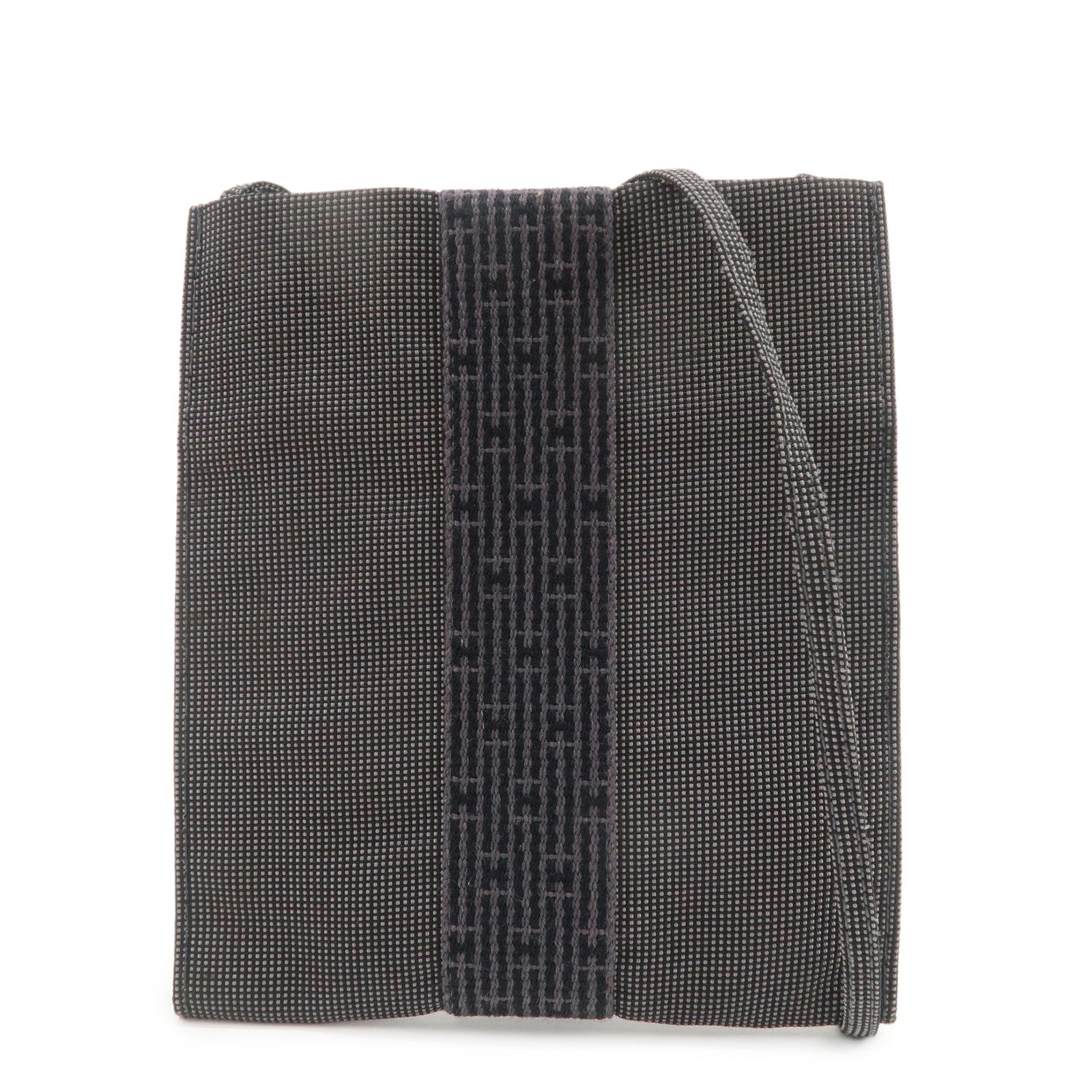 HERMES Herline Herbag Canvas Shoulder Bag Crossbody Bag Black