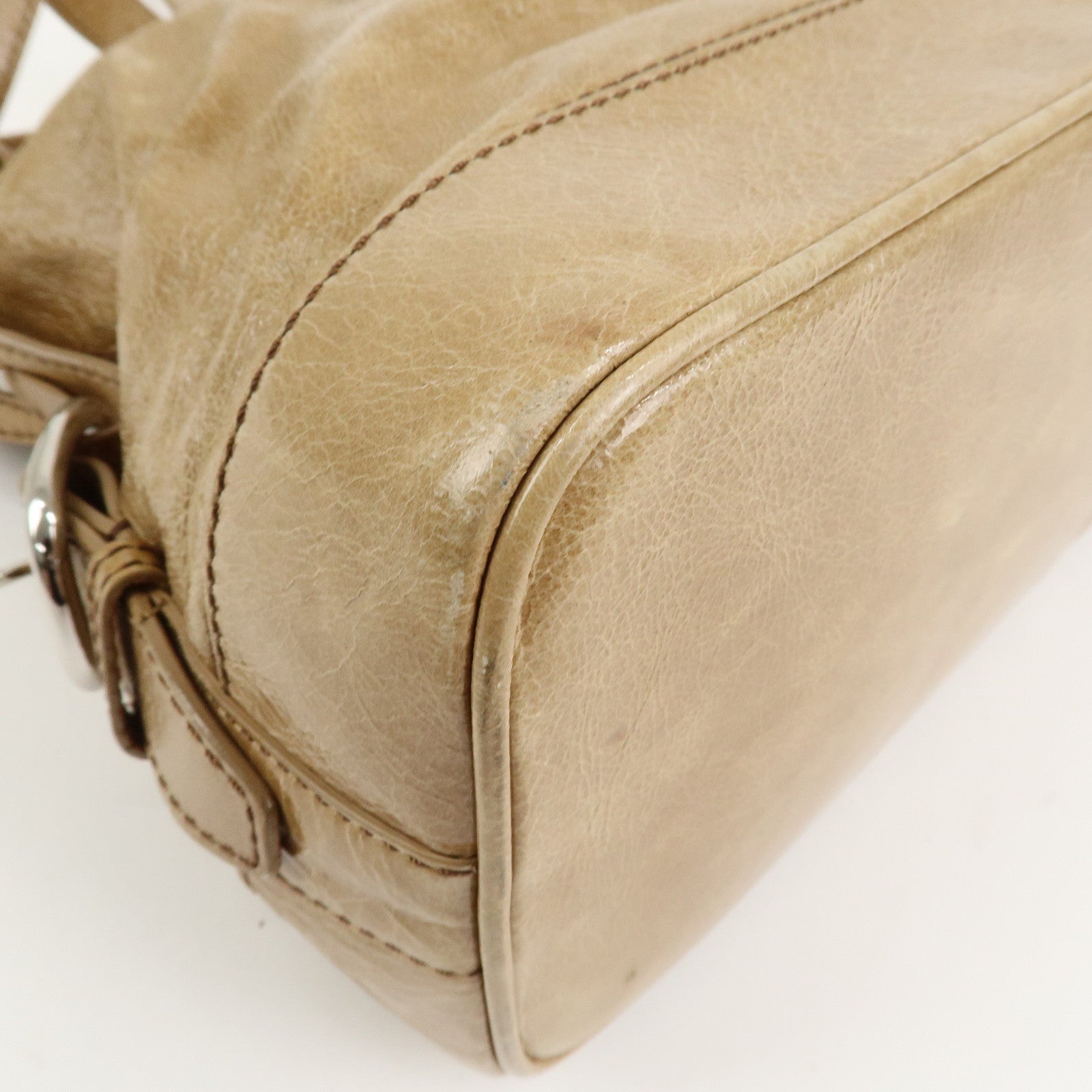 CELINE Macadam Patent Leather Shoulder Bag Tote Bag Light Brown