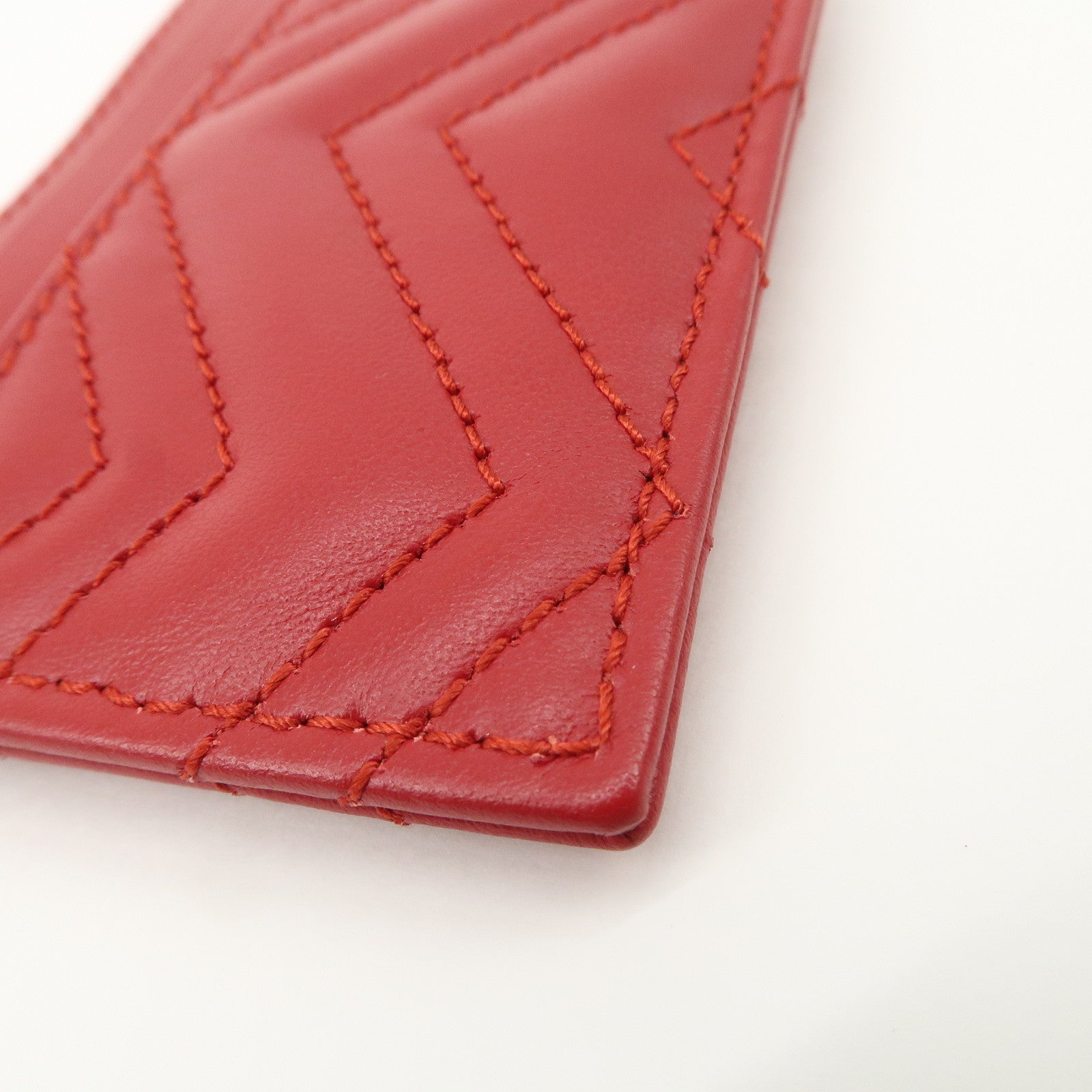 GUCCI GG Marmont Leather Card Case Red Gold Hardware 443127