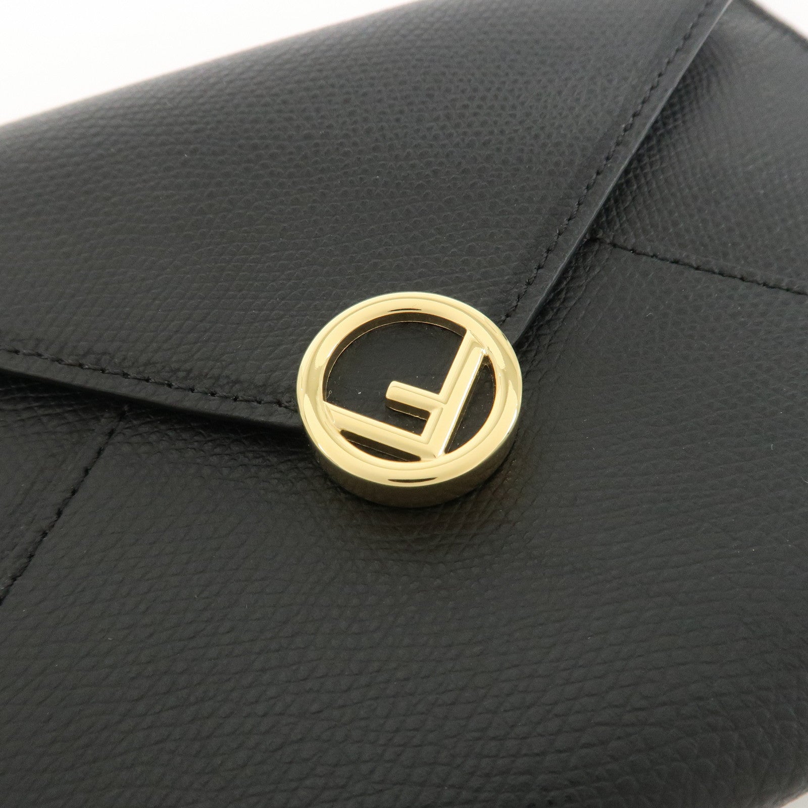 FENDI F IS FENDI Logo Leather Pouch Envelope Case Black 8N0151