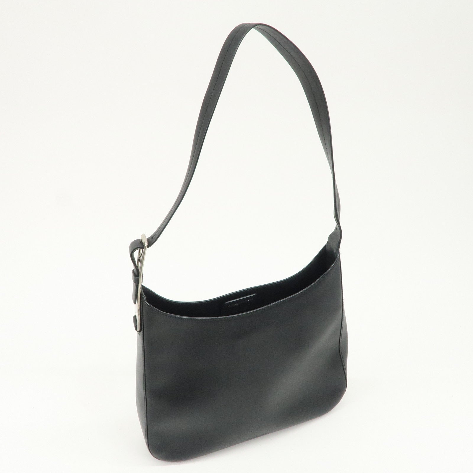 PRADA Logo Leather Shoulder Bag Crossbody Bag Black