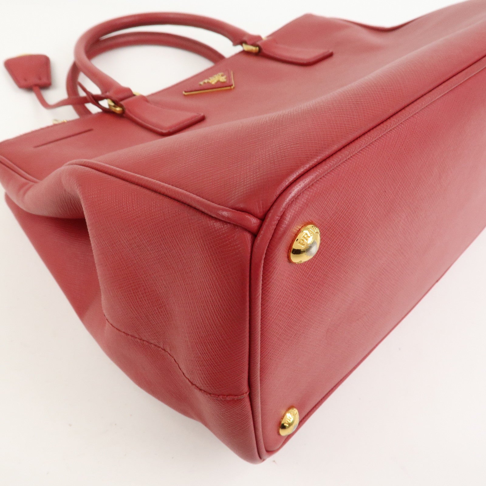 PRADA Triangle Logo Galleria Saffiano Leather 2Way Bag Red BN2274