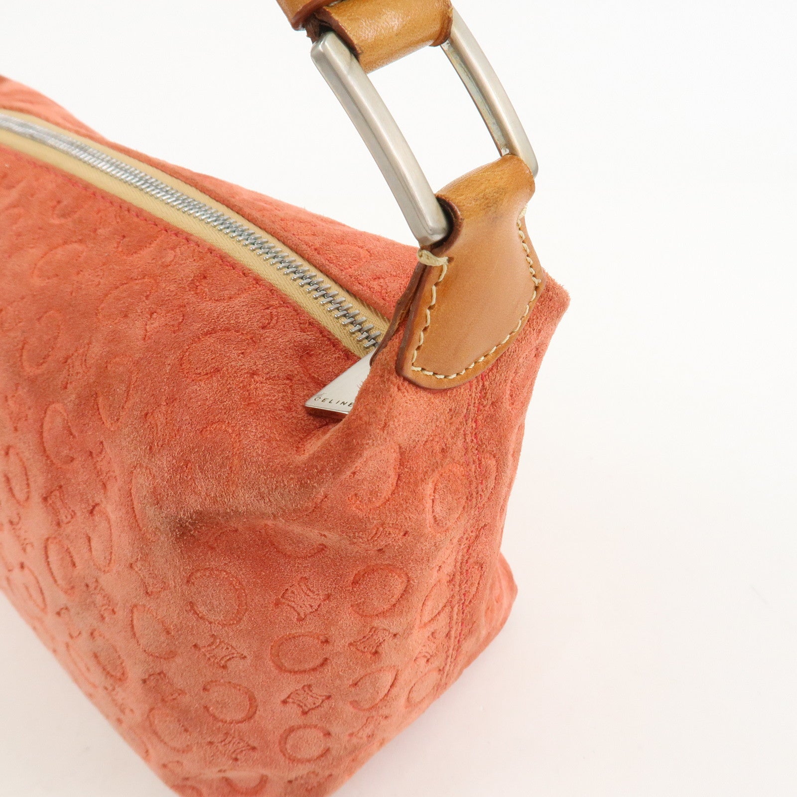 CELINE C Macadam Suede Shoulder Bag Hand Bag Red