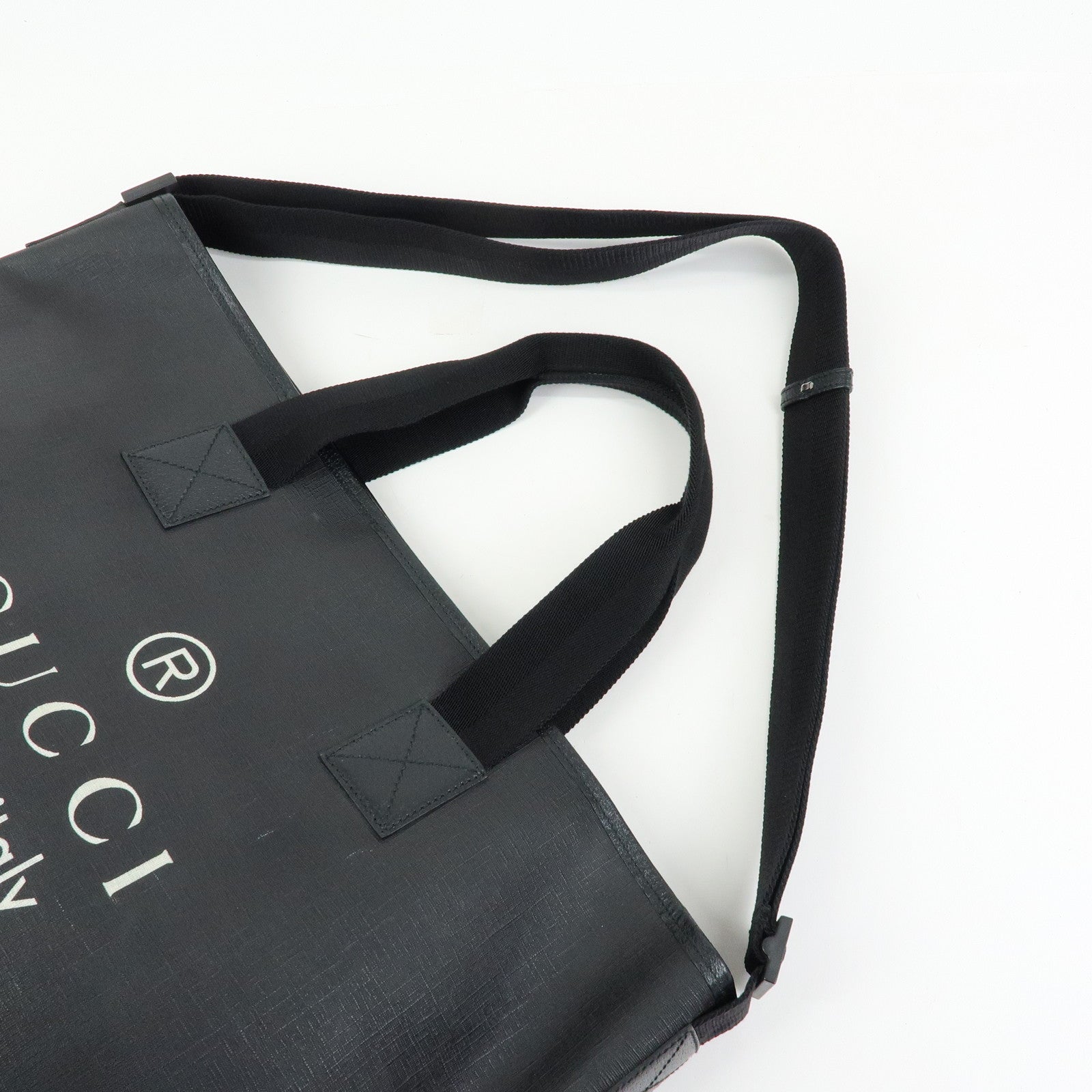 GUCCI PVC Leather 2Way Bag Shopping Bag Tote Bag Black 231860