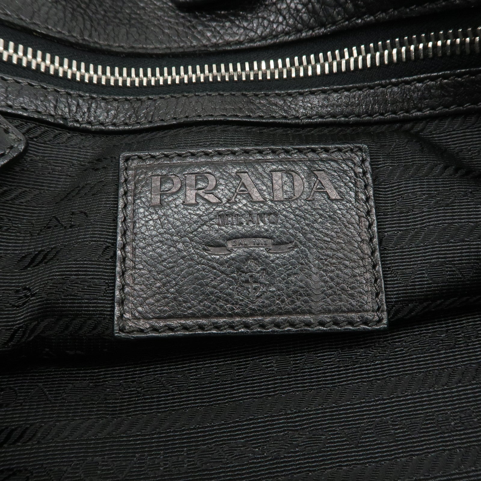 PRADA Leather 2Way Bag Tote Bag Shoulder Bag Black VA0801