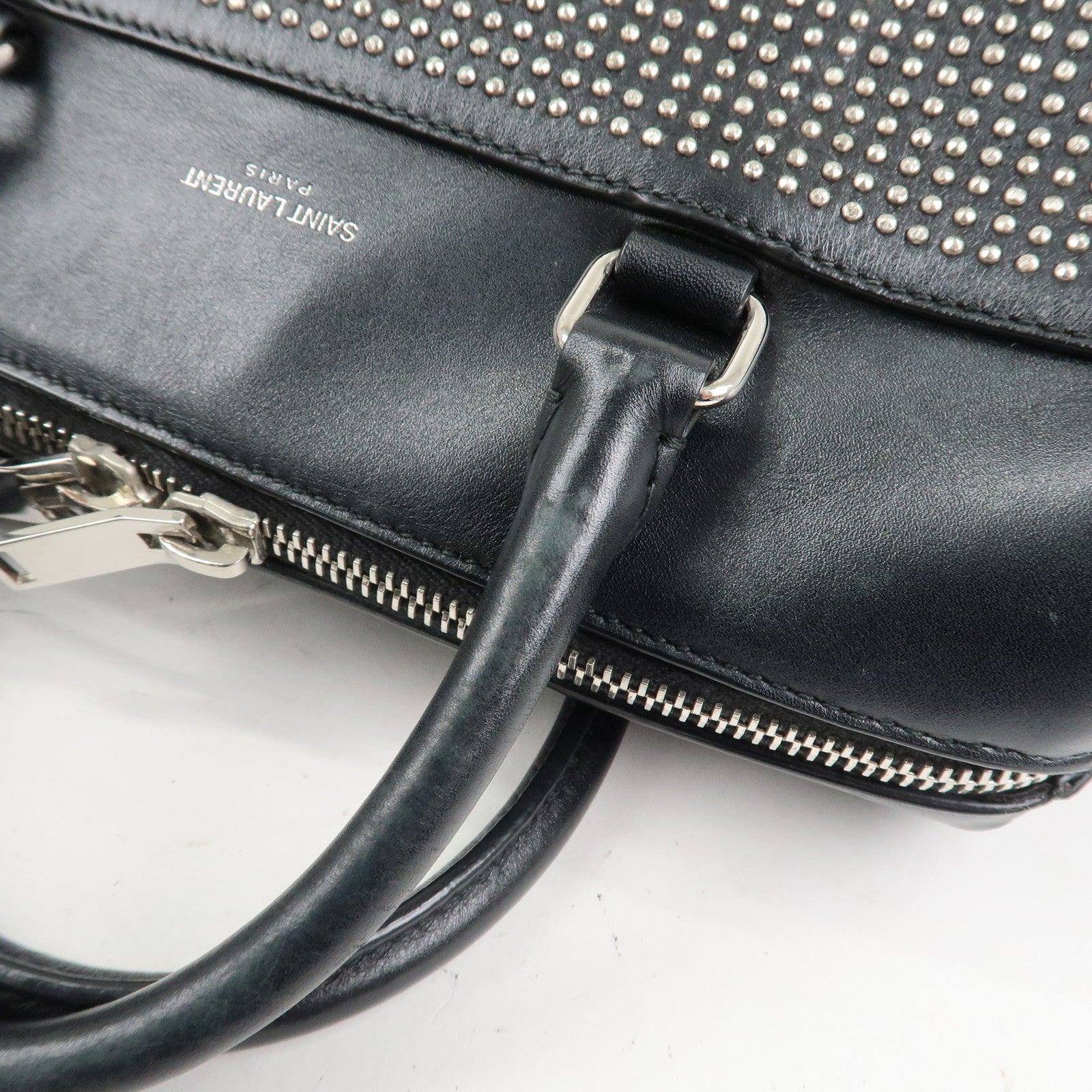 SAINT LAURENT PARIS Baby Duffle Leather 2Way Bag Hand Bag 332423
