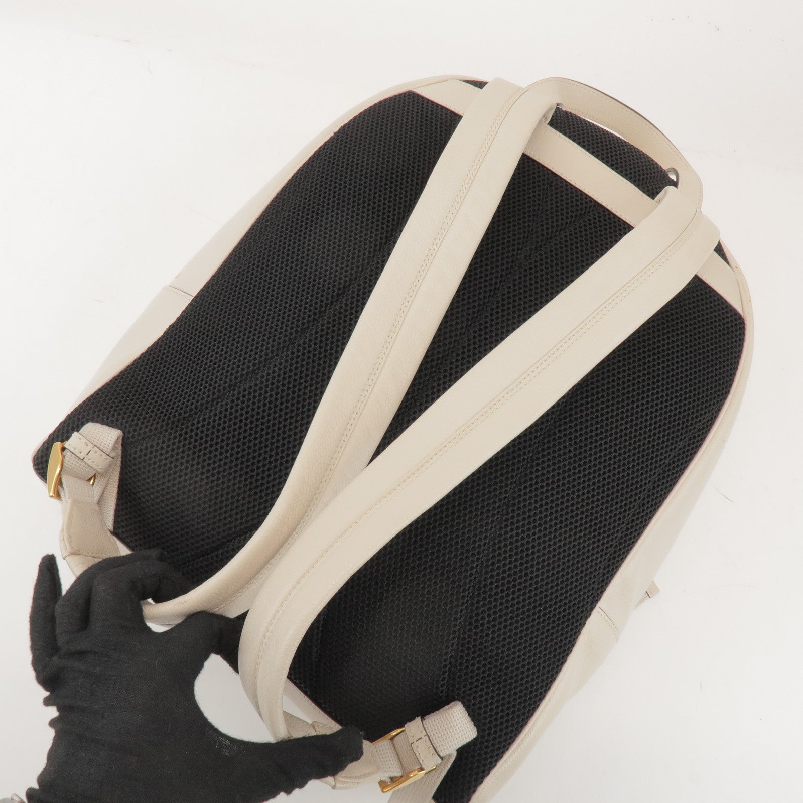 GUCCI Sherry Vintage Logo Leather Backpack Ivory 547834