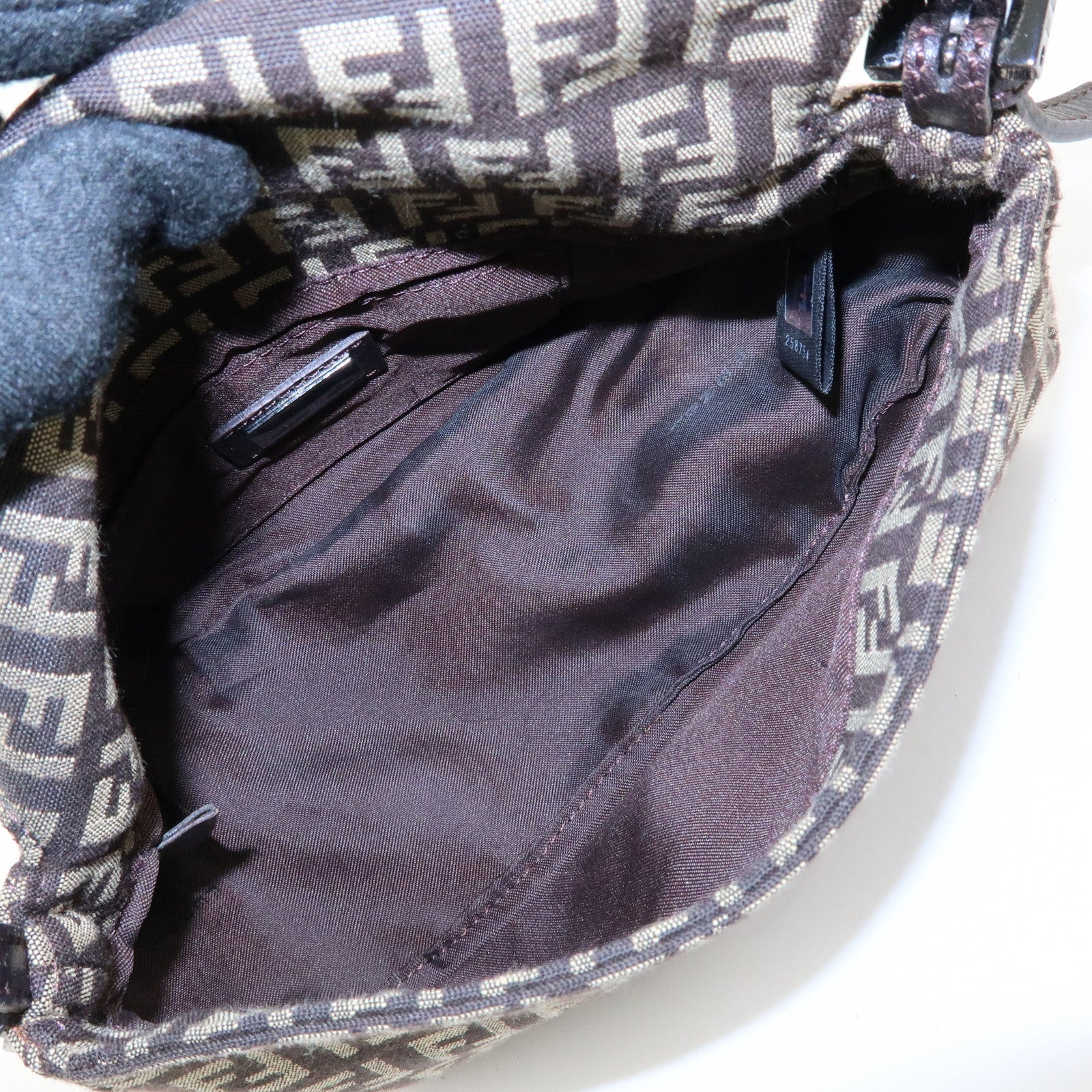 FENDI Mini Mamma Baguette Zucchino Canvas Shoulder Bag 8BR180