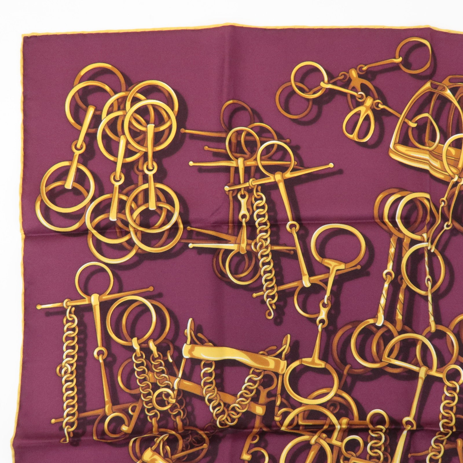 GUCCI Horse Bit Silk 100% 65×65 Scarf Purple