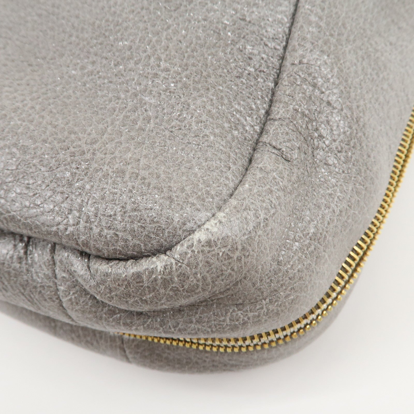 PRADA Logo Leather 2Way Bag Hand Bag Shoulder Bag Gray BN1695