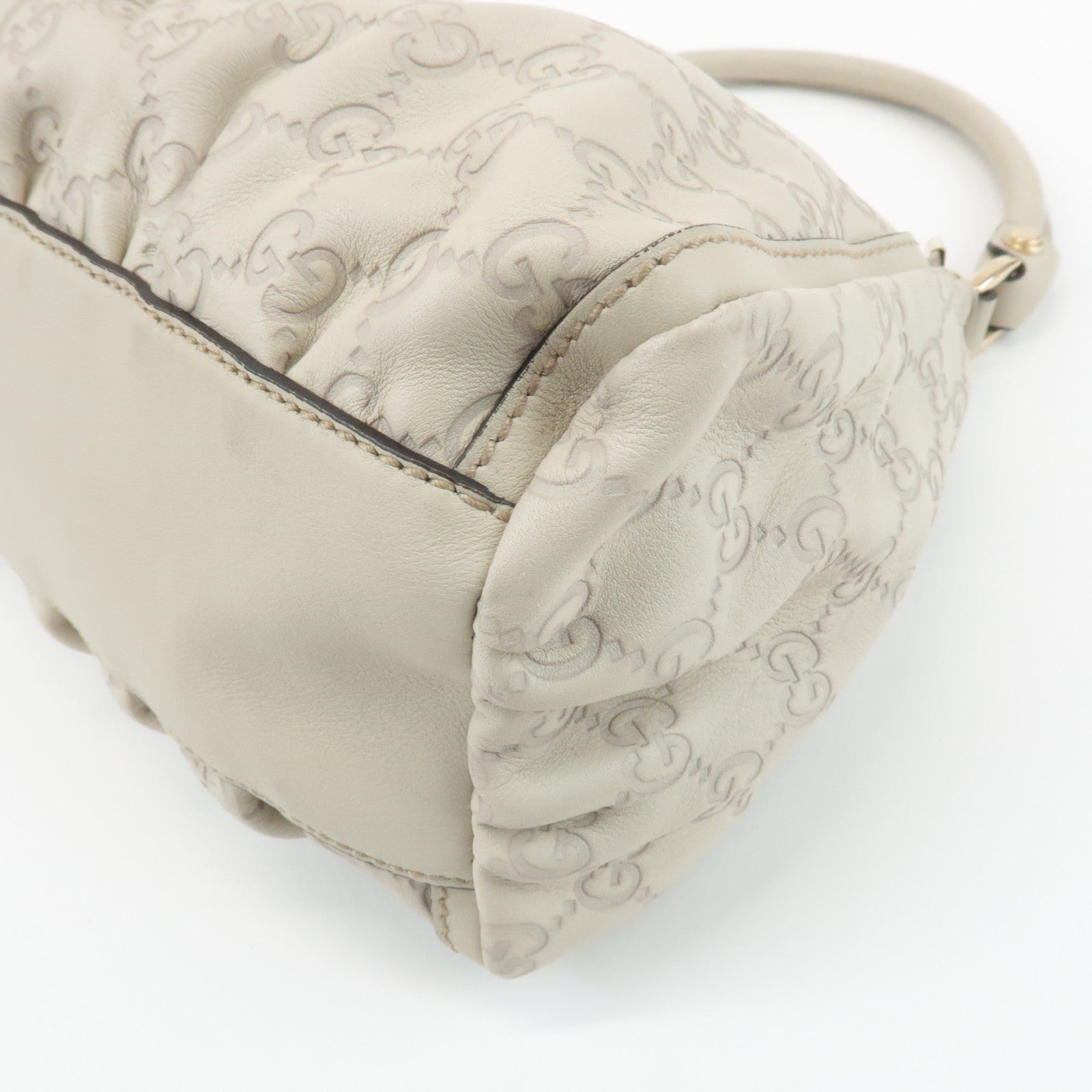 GUCCI Abbey Guccissima Leather Shoulder Bag Hand Bag Ivory 190525 Used