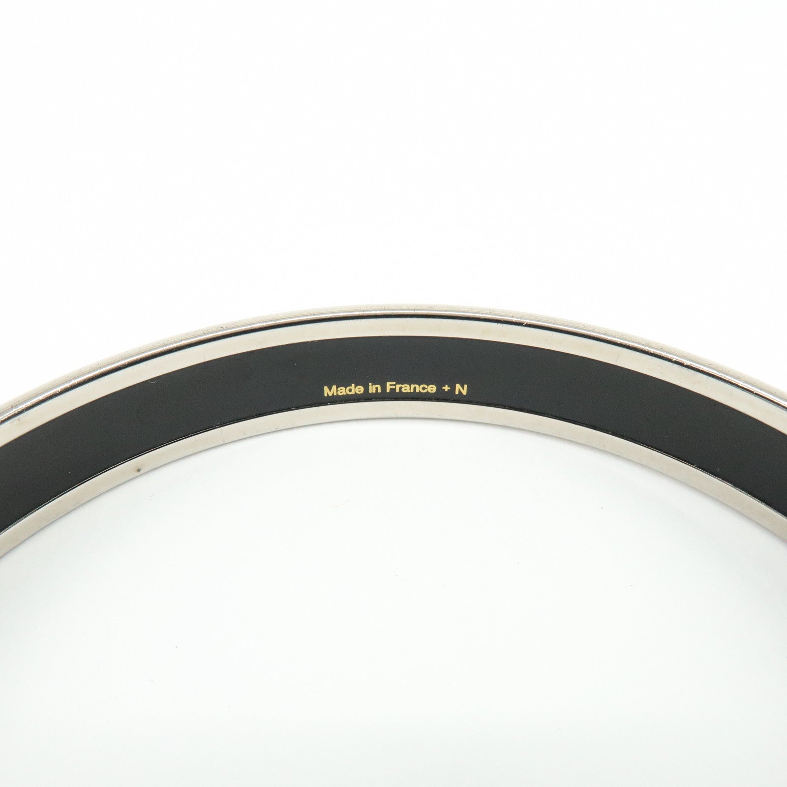 HERMES Email PM Silver Plated Bracelet Bangle Green Multicolor