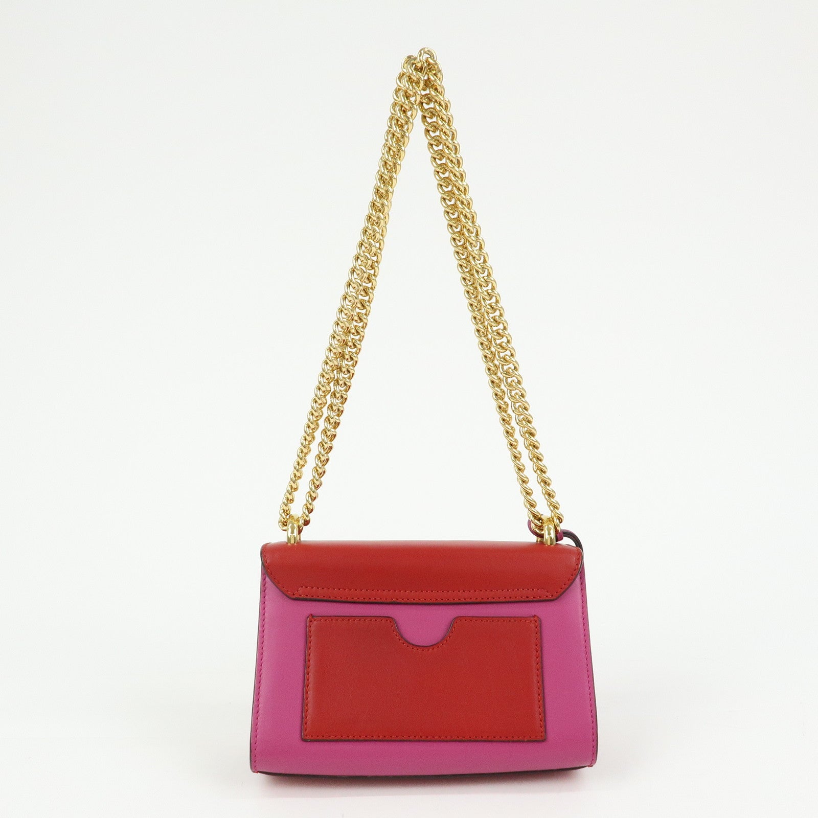 GUCCI Leather Chain Shoulder Bag Crossbody Bag Pink Red 409487
