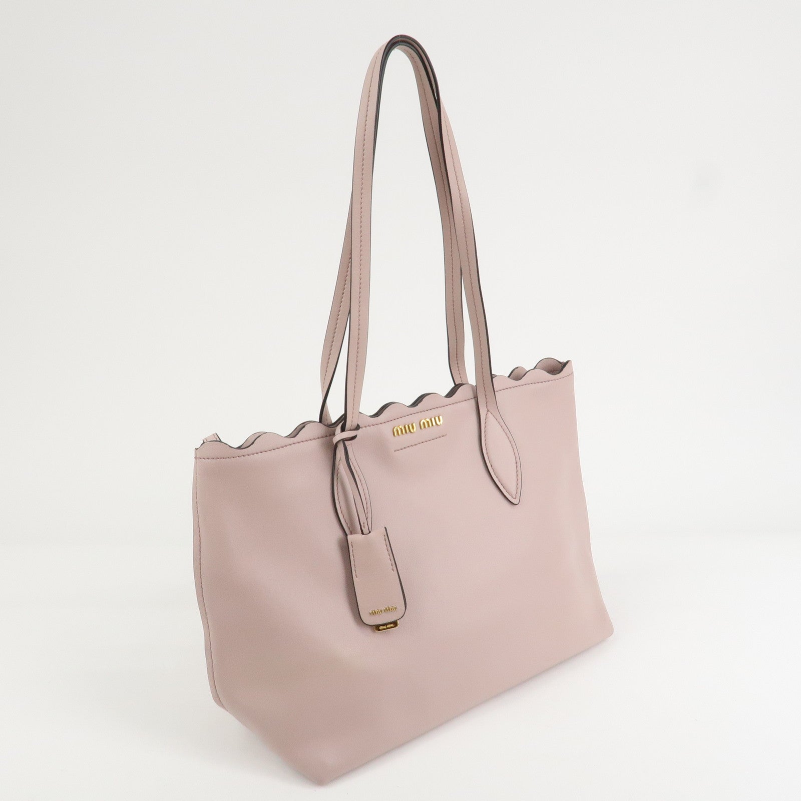 MIU MIU Leather Flower Tote Bag Shoulder Bag Pink 5BG054