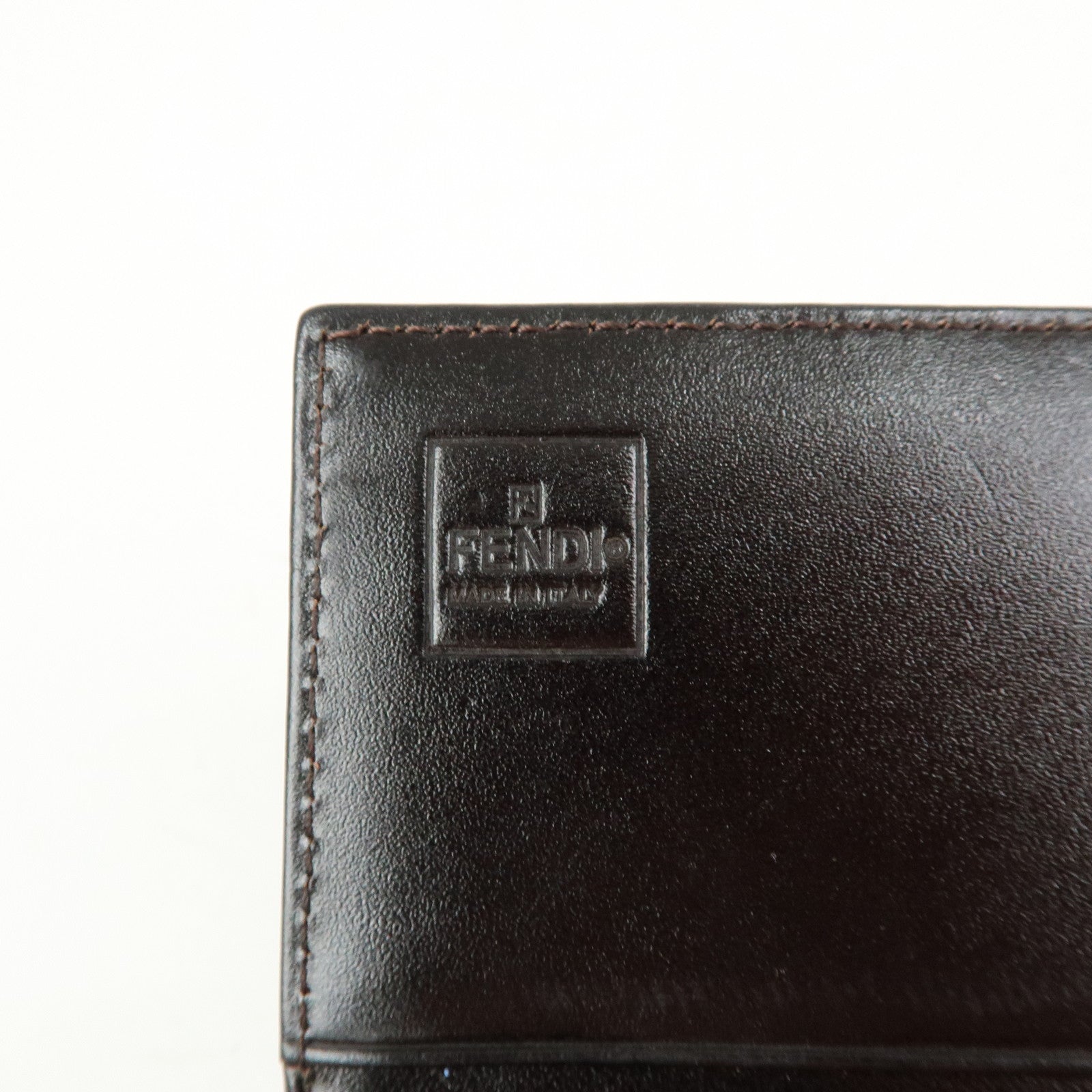 FENDI Zucca Canvas Bi-fold Long Wallet Black Brown 8M0009