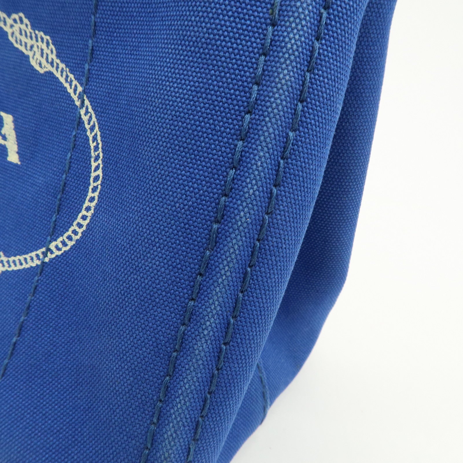 PRADA Logo Canapa Mini Canvas Hand Bag Tote Bag Blue BN2439