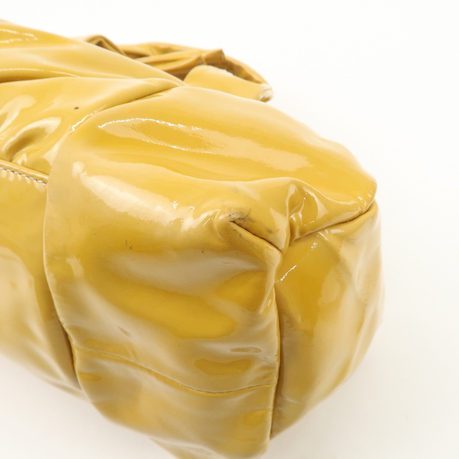 GUCCI Hysteria Patent Leather Hand Bag Tote Bag Yellow 197020