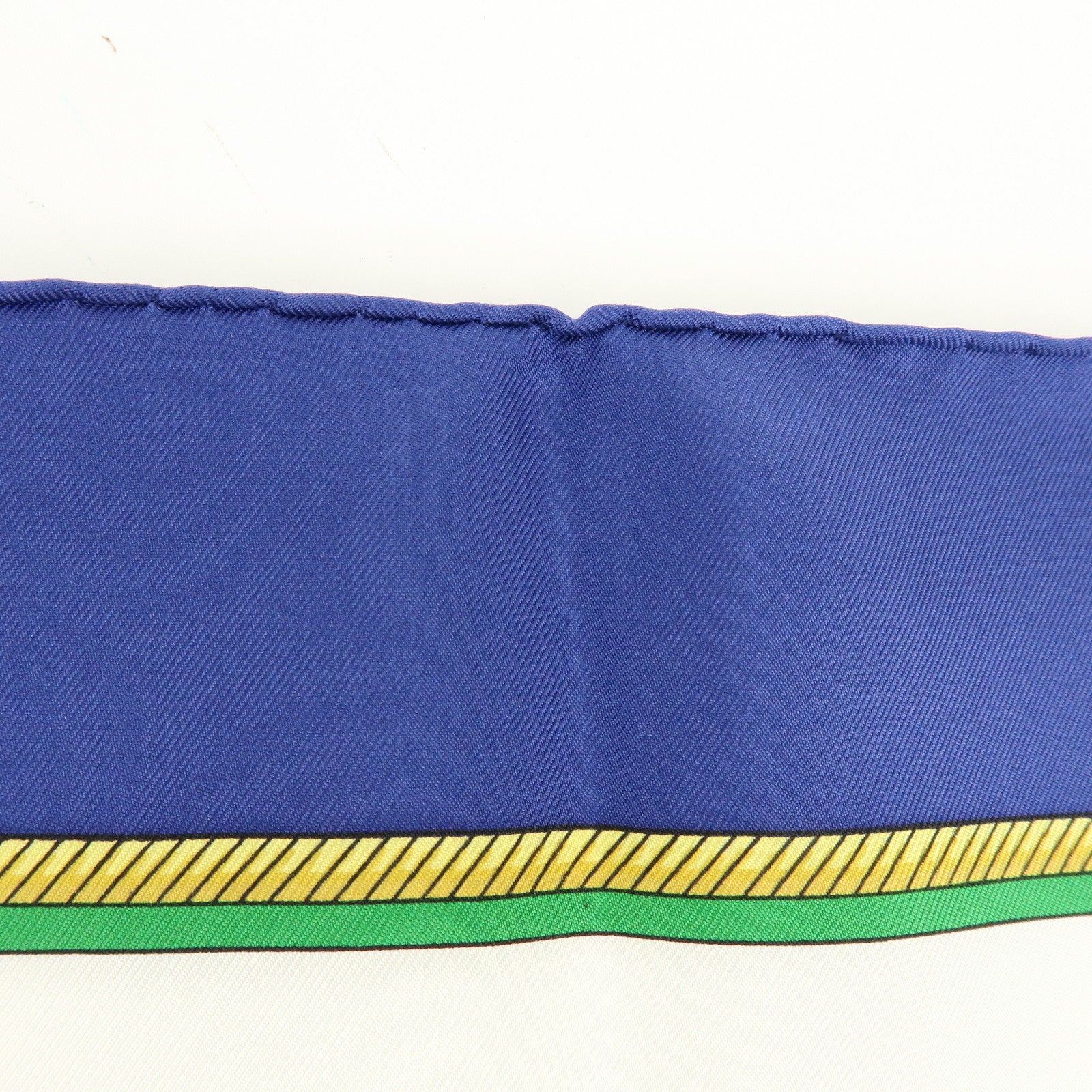 HERMES Carre 90 Silk 100% LES VOITURES A TRANSFORMATION Scarf Blue