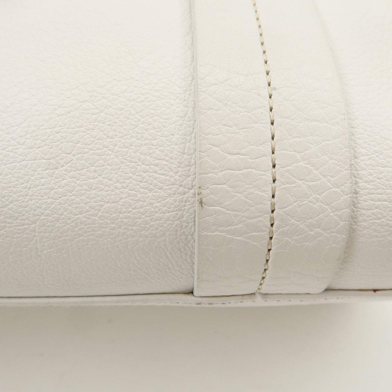 Christian Dior Logo Leather Hand Bag Boston Bag White