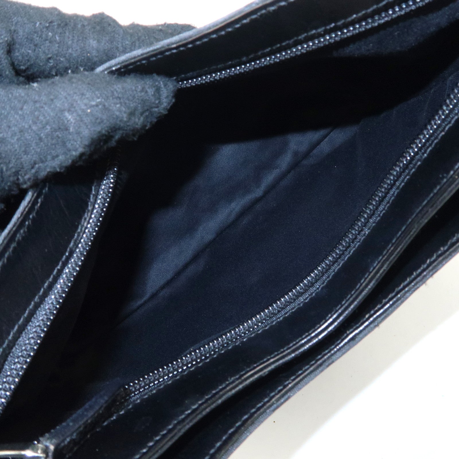 GUCCI GG Nylon Leather Shoulder Bag Hand Bag Silver HDW Black 31769 Used