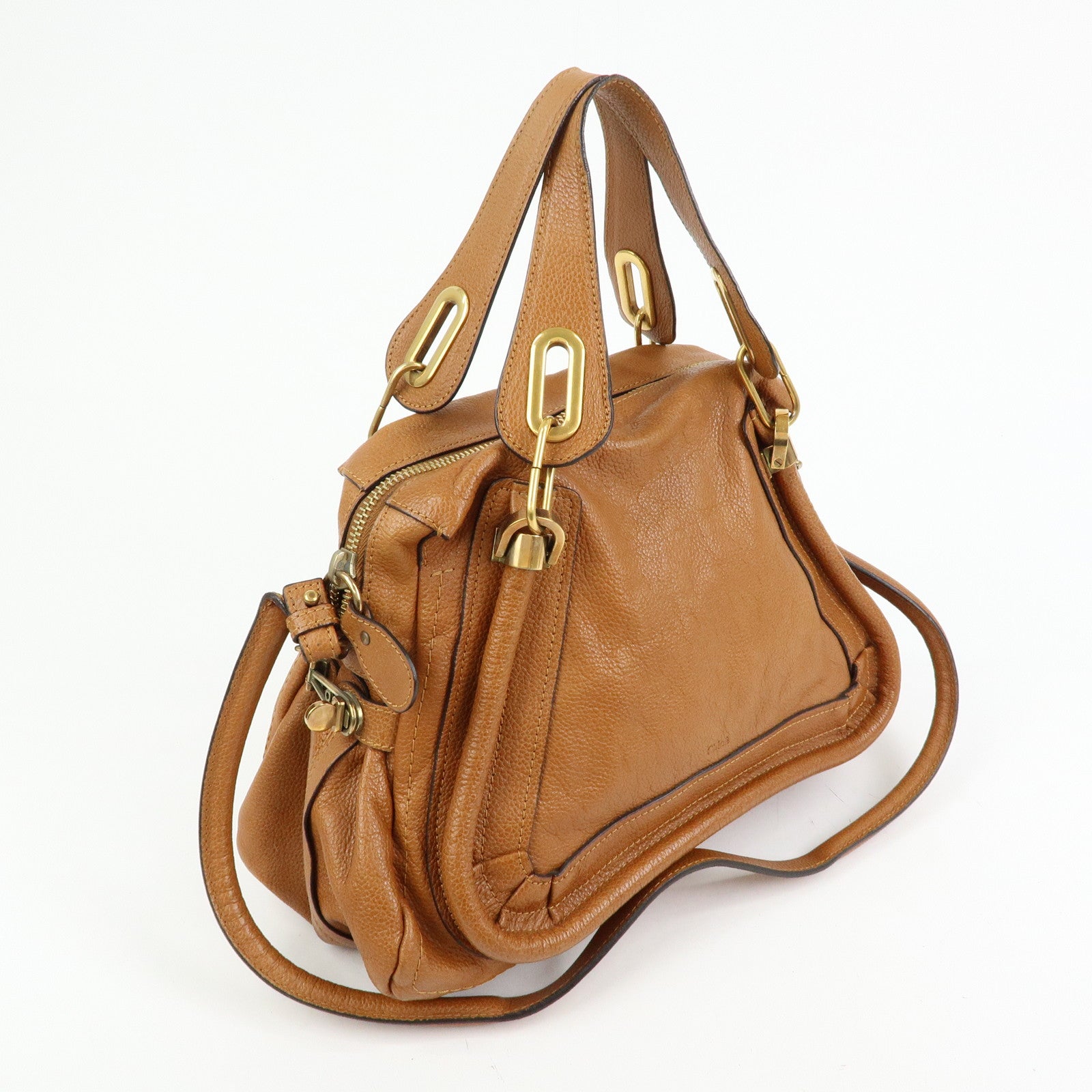 Chloe Paraty Leather 2Way Bag Shoulder Bag Hand Bag Brown