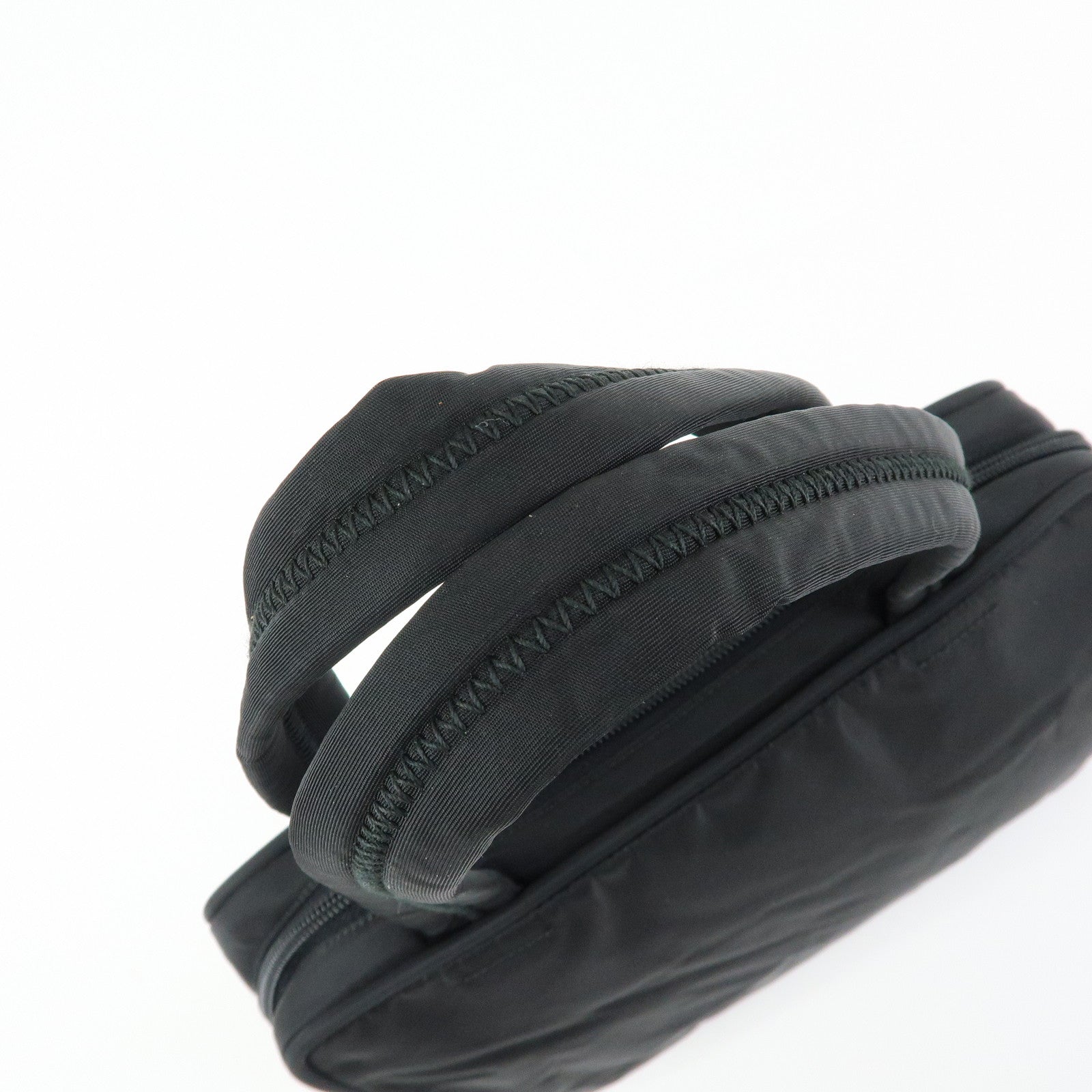 PRADA Triangle Logo Nylon Hand Bag Mini Tote Bag Black B8495
