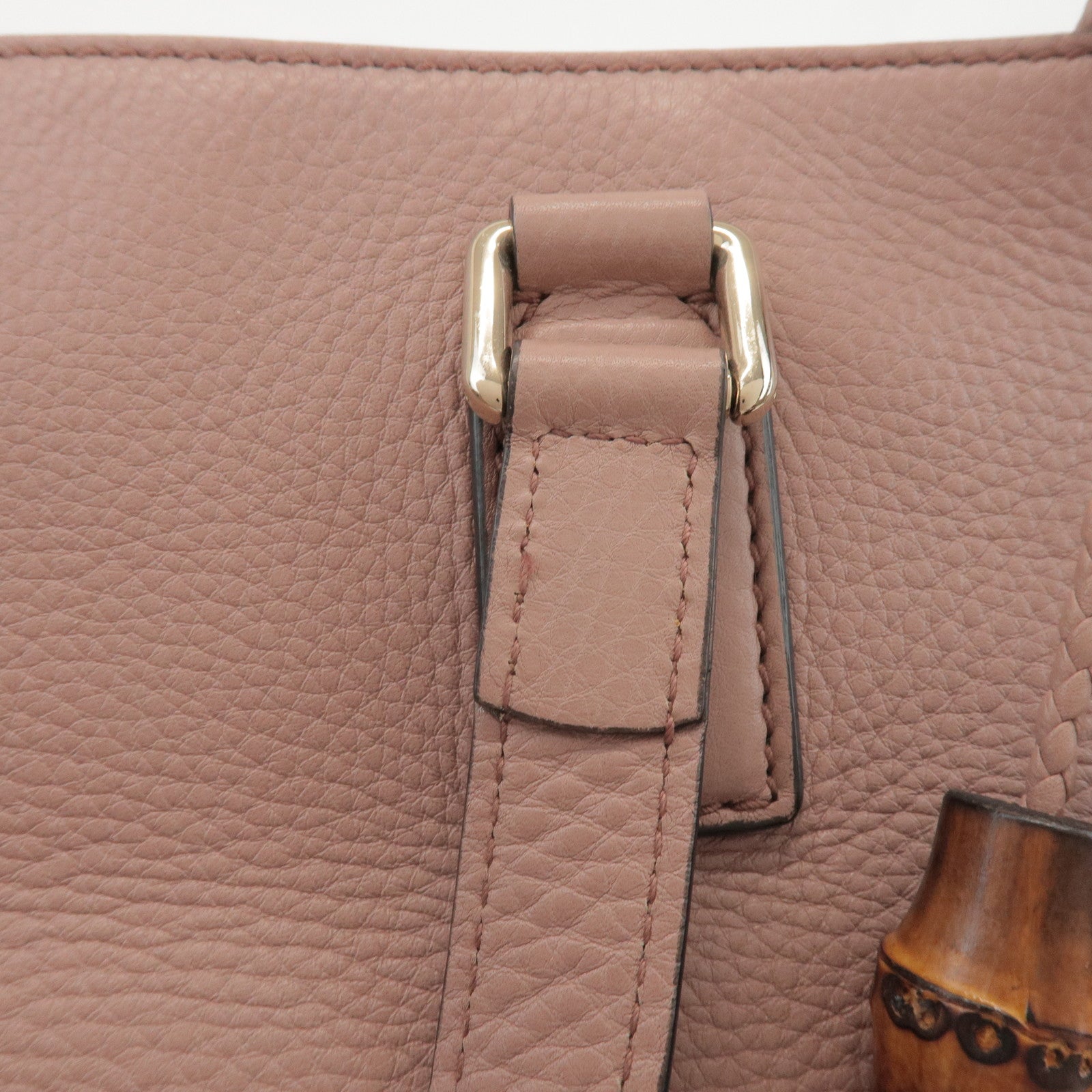 GUCCI Bamboo Leather 2Way Hand Bag Shoulder Bag Pink 365346
