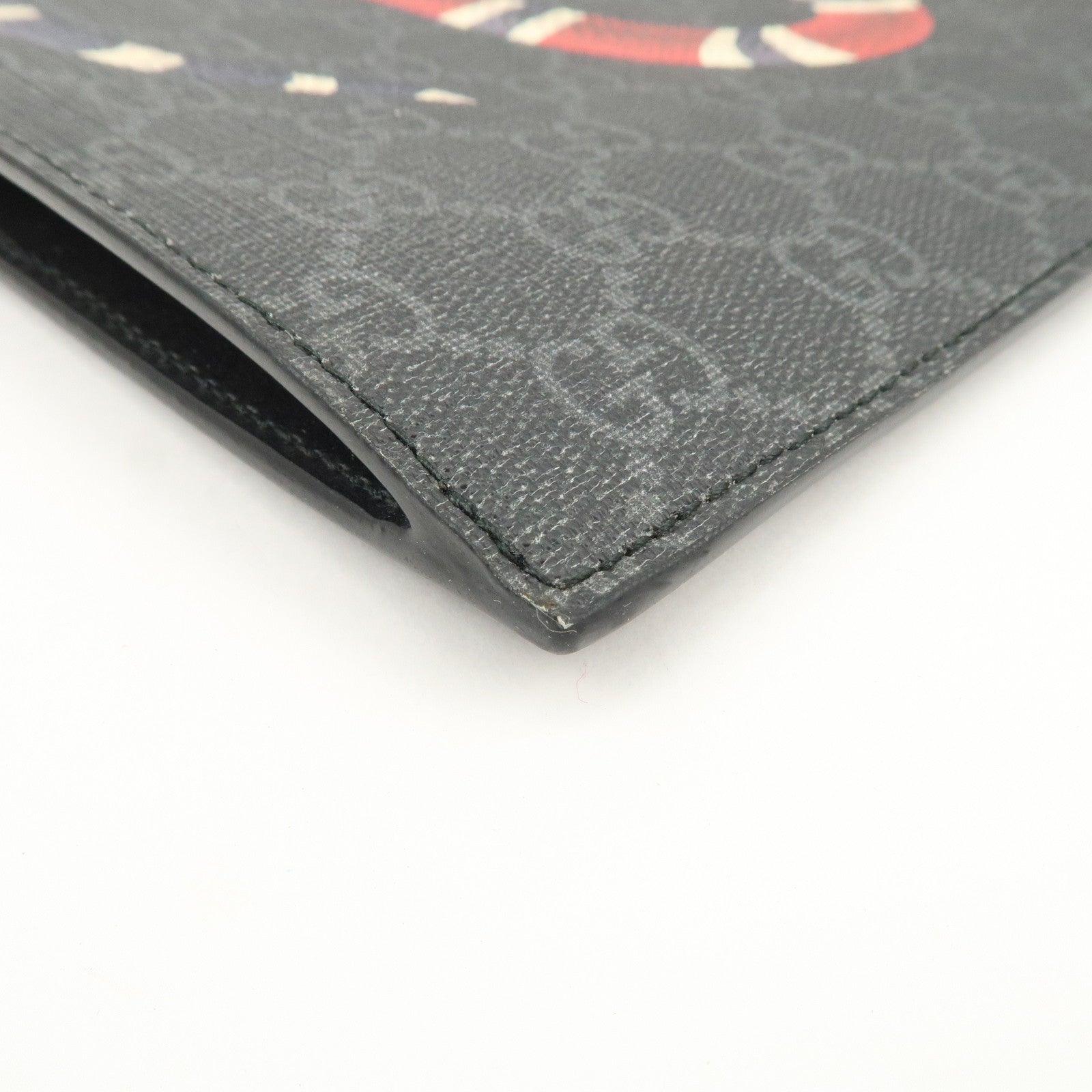 GUCCI Leather GG Supreme King Snake Clutch Bag Black Gray 473904 Used