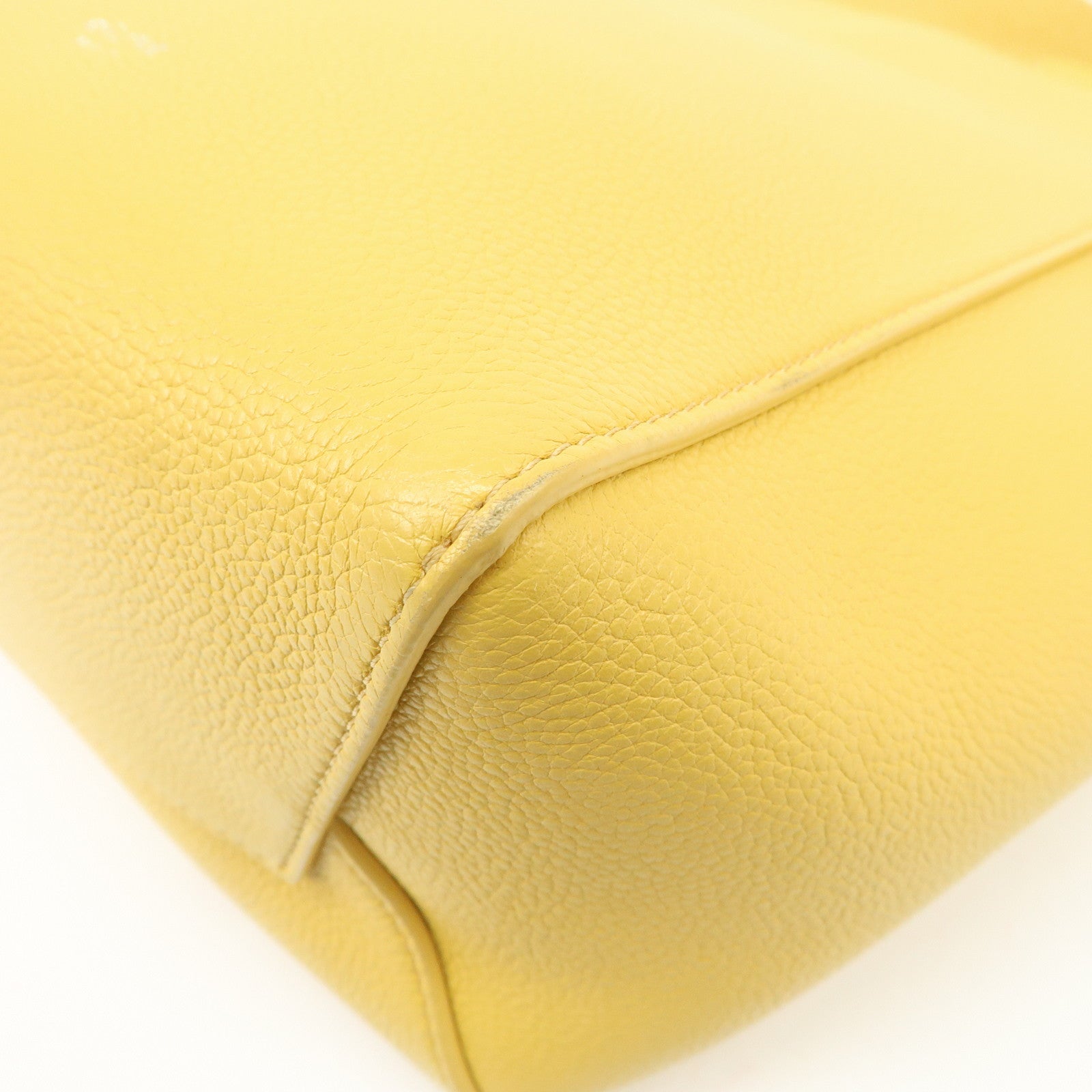 CELINE Leather Sangle Bucket Shoulder Bag Hand Bag Yellow
