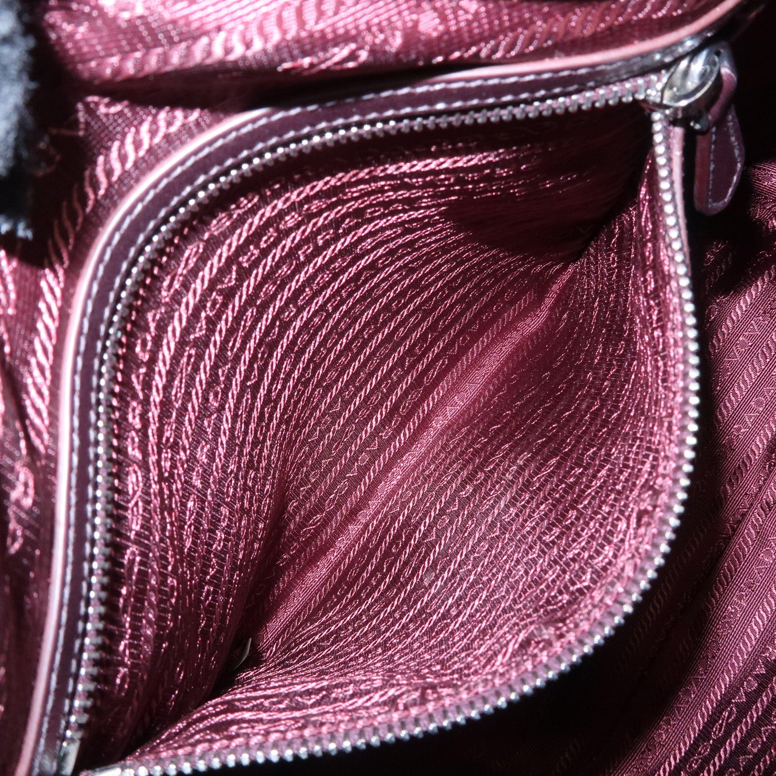 Prada Logo Tessuto Nylon Hand Bag Shoulder Bag Burgundy Red BR5116 Used