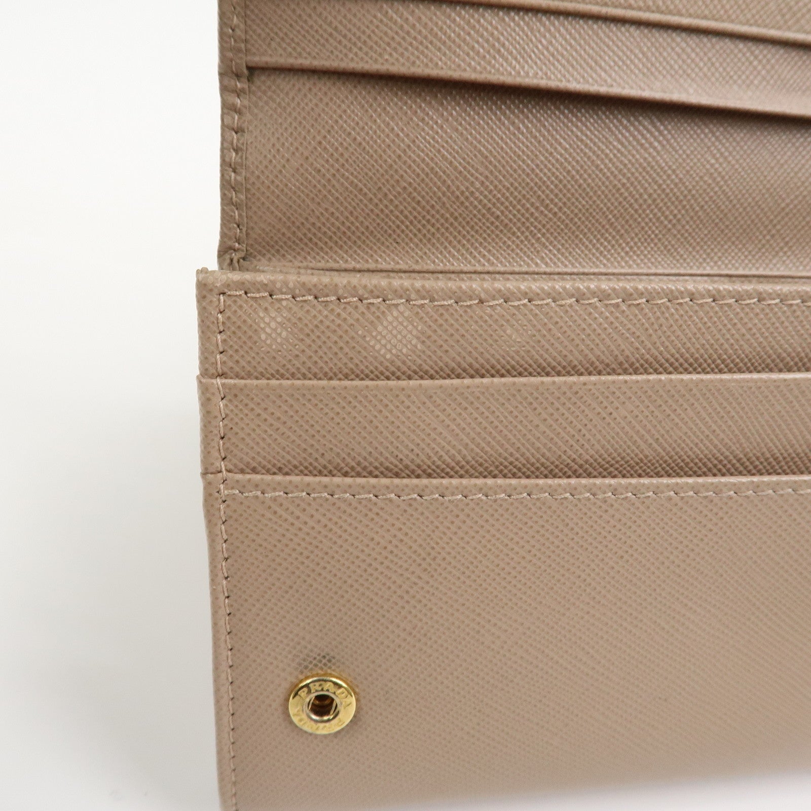 PRADA Triangle Logo Saffiano Leather Long Wallet Pink Beige 1MH132