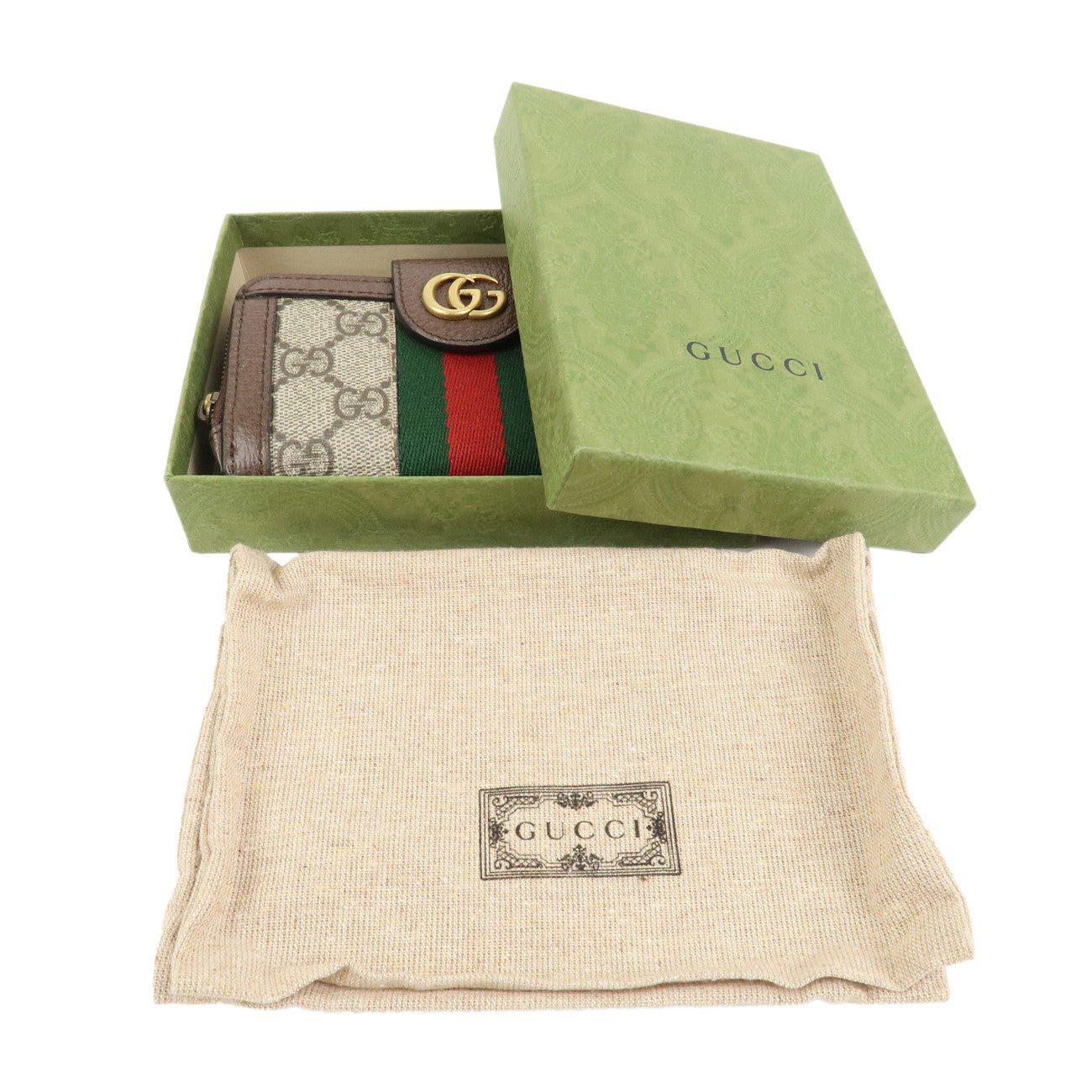 GUCCI Ophidia GG Supreme Leather Bi-fold Wallet Brown 699353