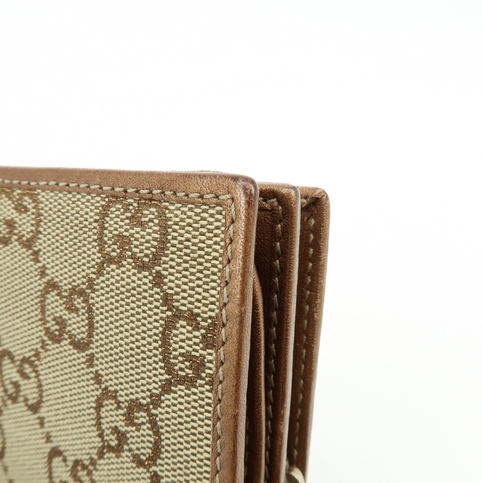 GUCCI Interlocking G GG Canvas Leather Long Wallet Light Brown