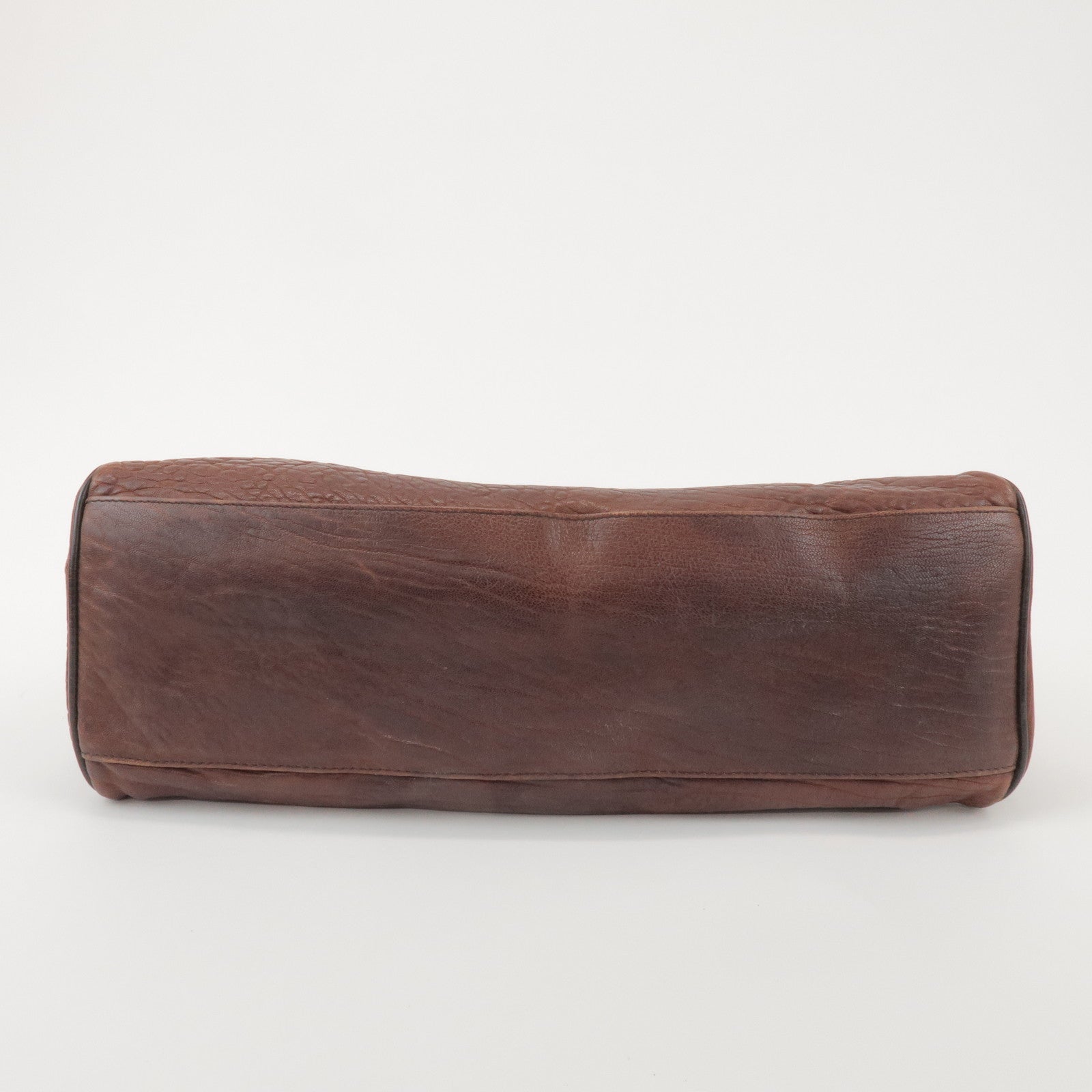 FENDI Etnico Leather Tote Bag Hand Bag Dark Brown 8BN162