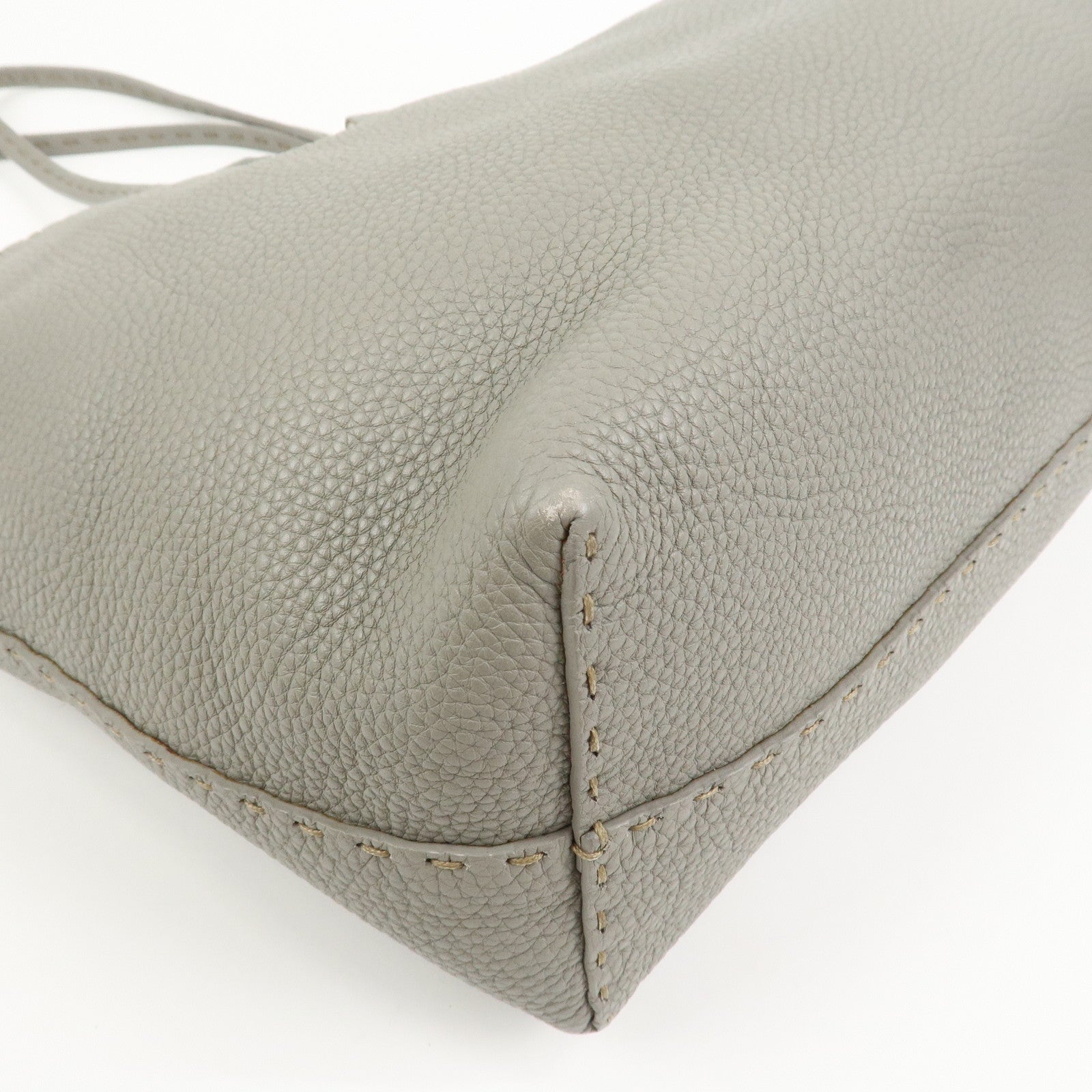 FENDI Selleria Carla Leather Tote Bag Shoulder Bag Gray 8BH257