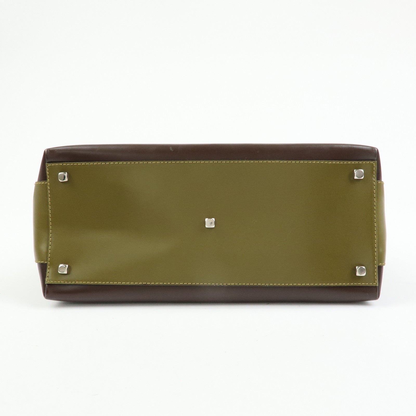 Ferragamo Gancini Leather 2Way Hand Bag Shoulder Bag Brown Khaki