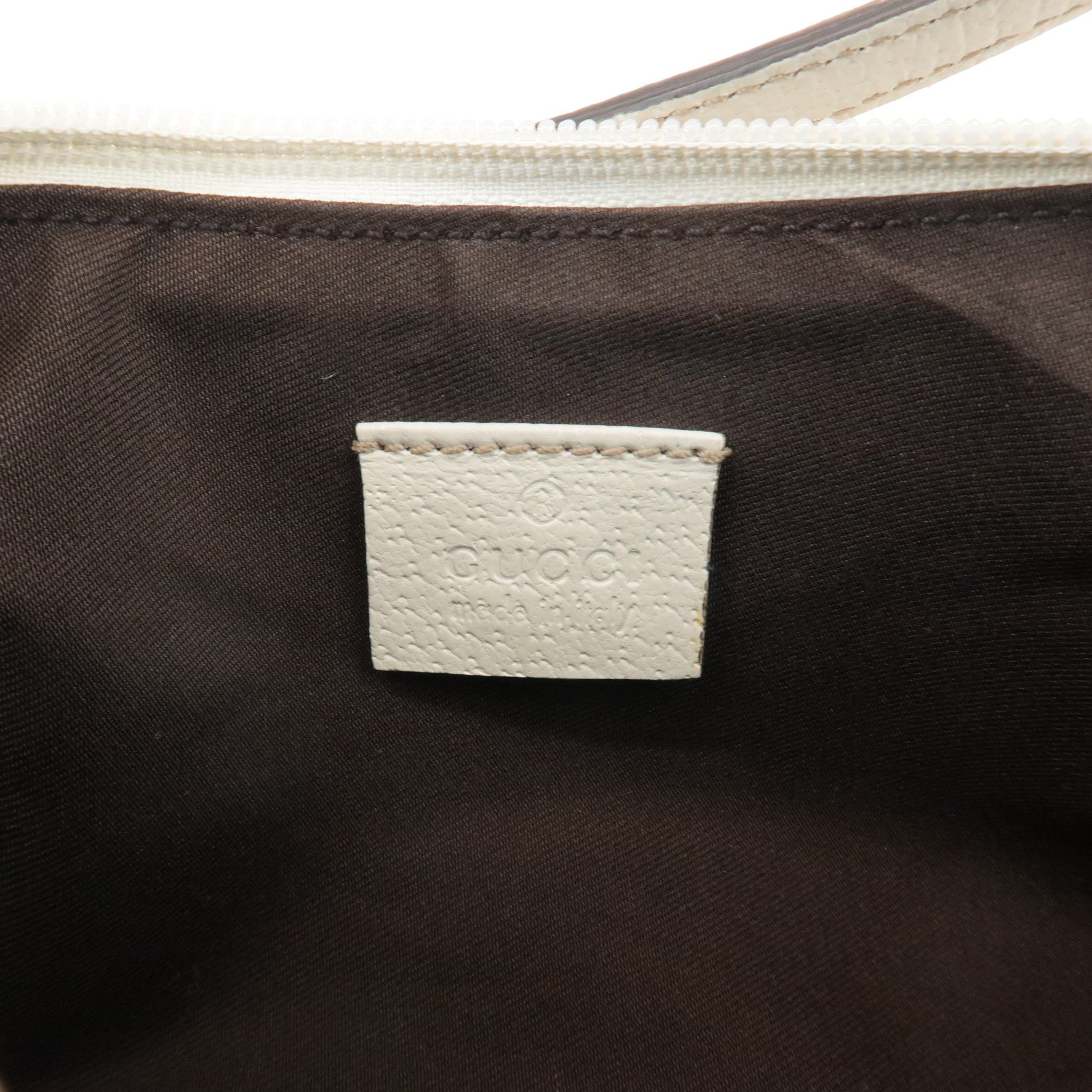 GUCCI GG Canvas Leather Accessory Pouch Hand Bag Beige Ivory 154432 Used