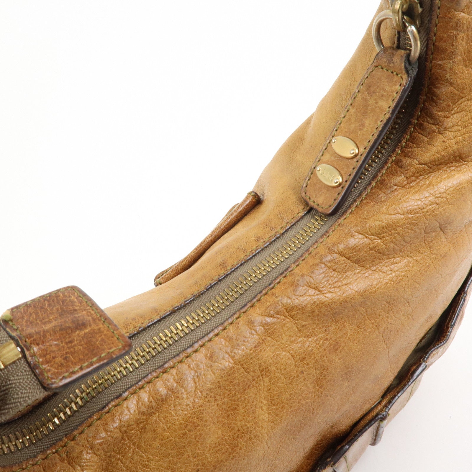 Chloe Leather Heloise Shoulder Bag Hand Bag Brown