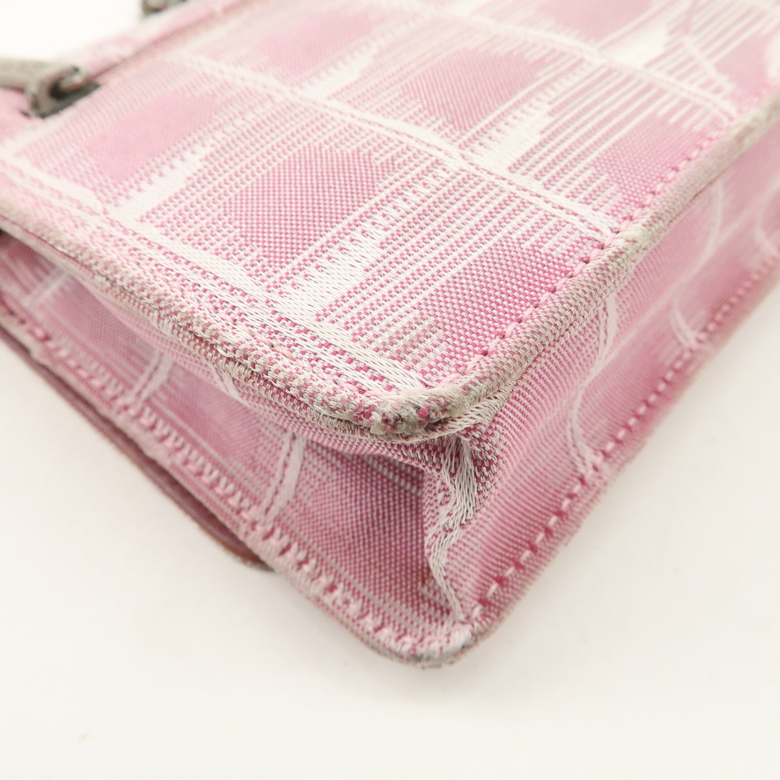 CHANEL New Travel Line Nylon Jacquard Chain Wallet Shoulder Bag 6535288 Used