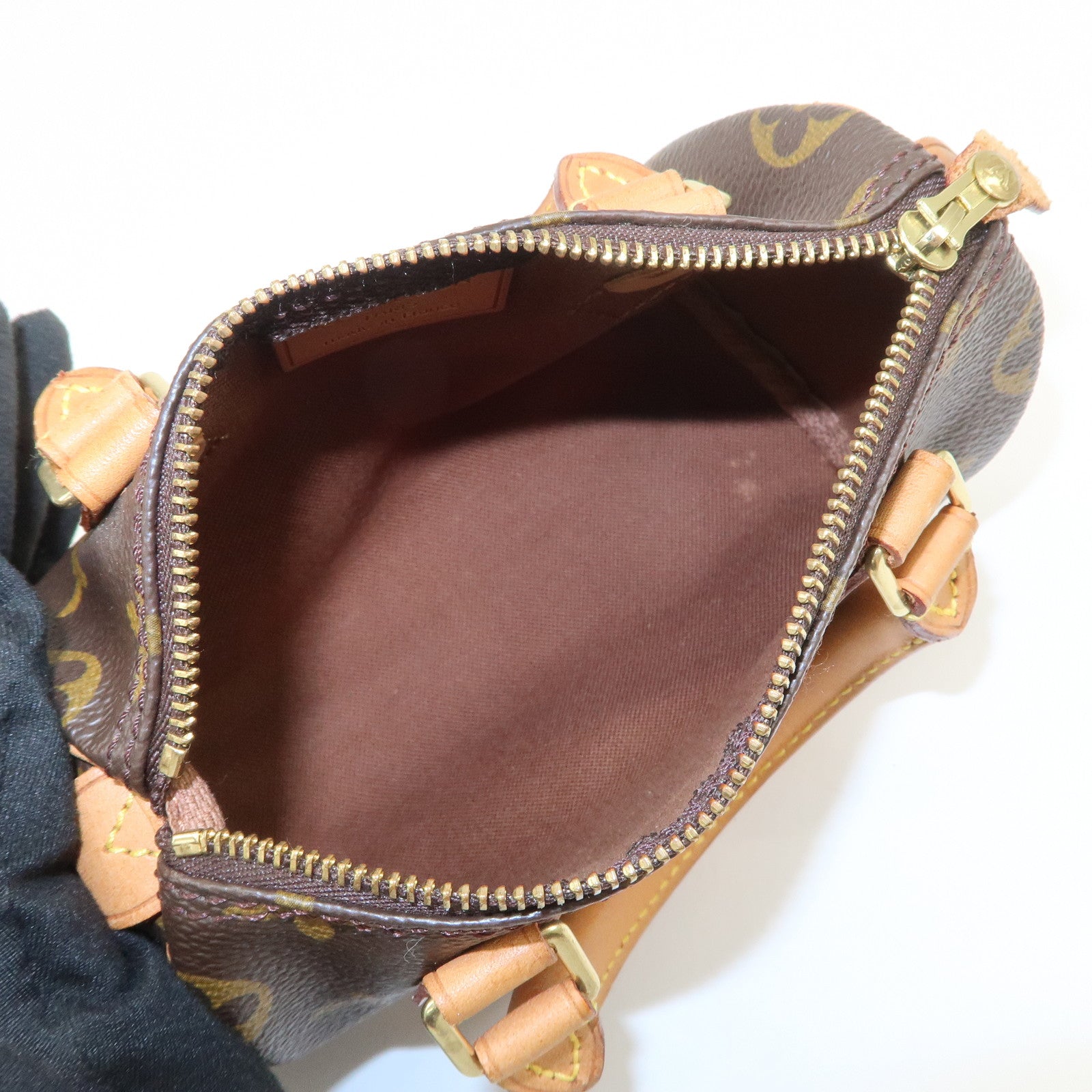 Louis Vuitton Monogram Mini Speedy Hand Bag & Strap Brown M41534