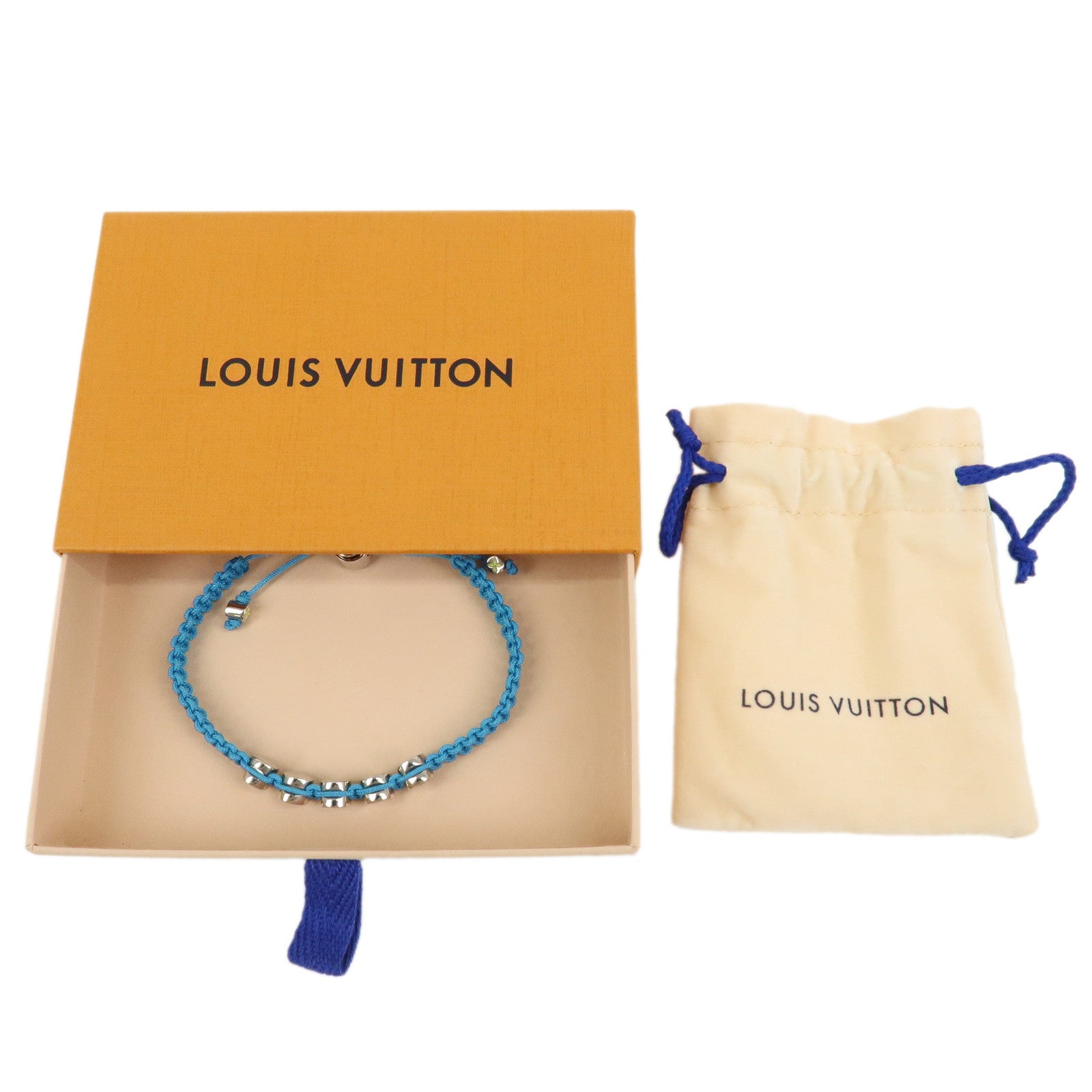 Louis Vuitton Nylon Metal Colors Bracelet Blue M1088A