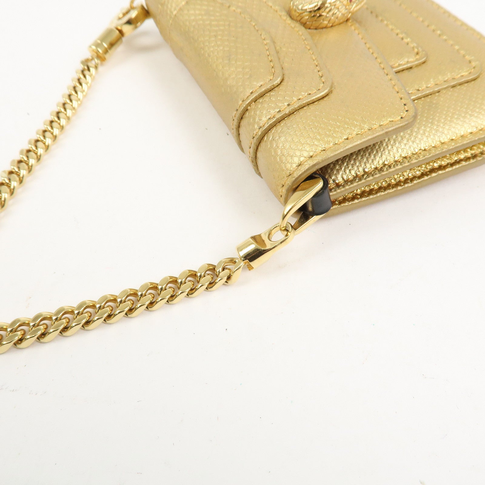 BVLGARI Serpenti Forever Leather Bag Charm Gold