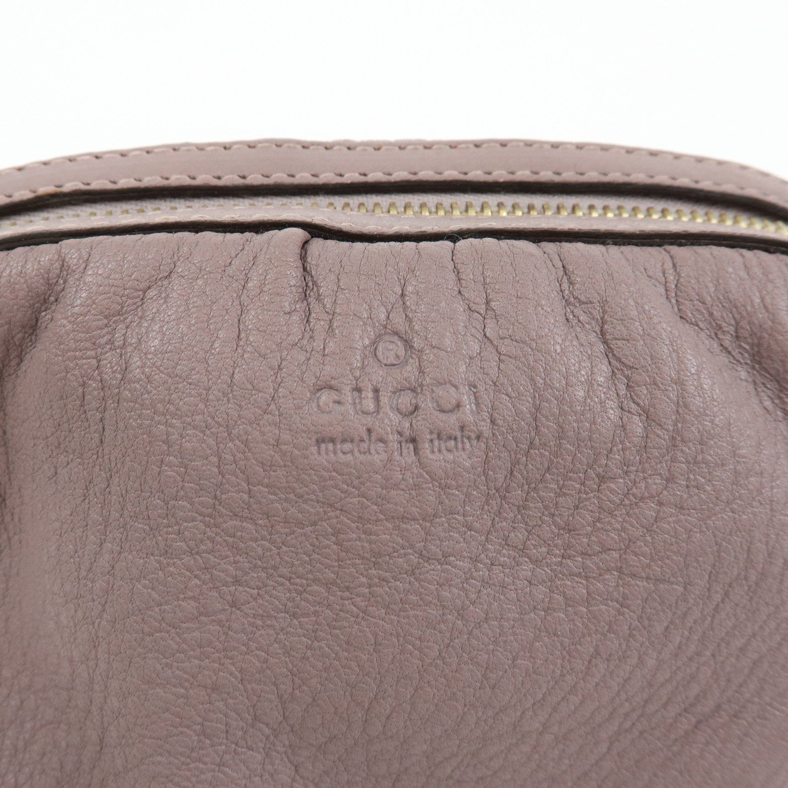 GUCCI Bamboo Leather Cosmetic Case Pouch Light Purple 246175