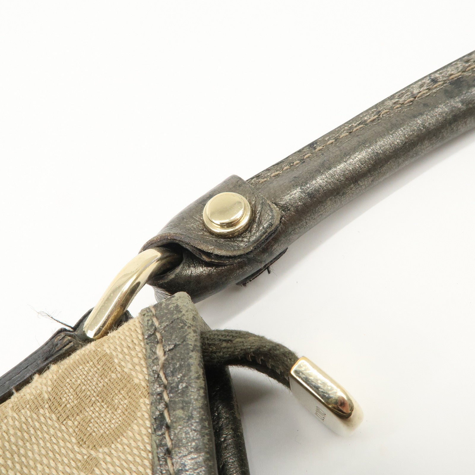 GUCCI Abbey GG Canvas Leather Shoulder Bag Beige Bronze 130738 Used