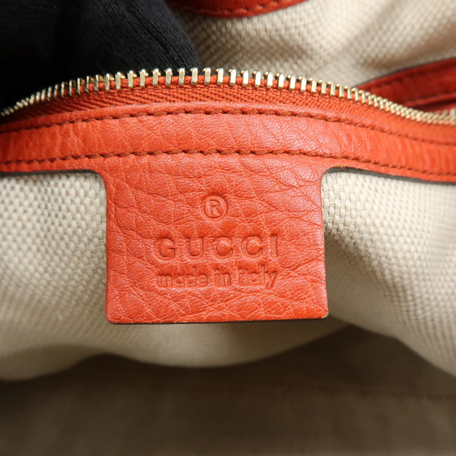 GUCCI SOHO Interlocking G Leather Tote Bag Hand Bag Orange 282309